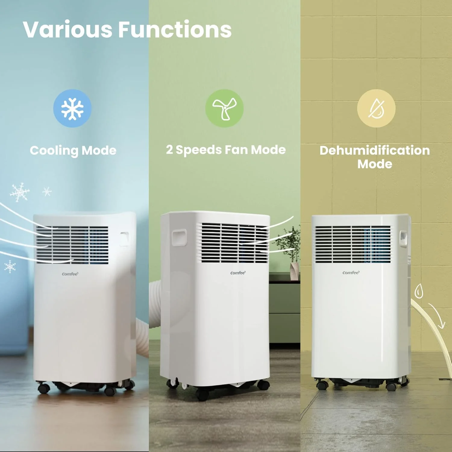 Comfee Mobiles Klimagert Easy Cool 2.0, 7000 BTU 2,0kW, Kühlen&Ventilieren&Entfeuchten, Raumgre bis 68m(25㎡), APP-Steuerung/Alexa/Google Home/IFTTT, Mobile Klimaanlage mit Abluftschlauch