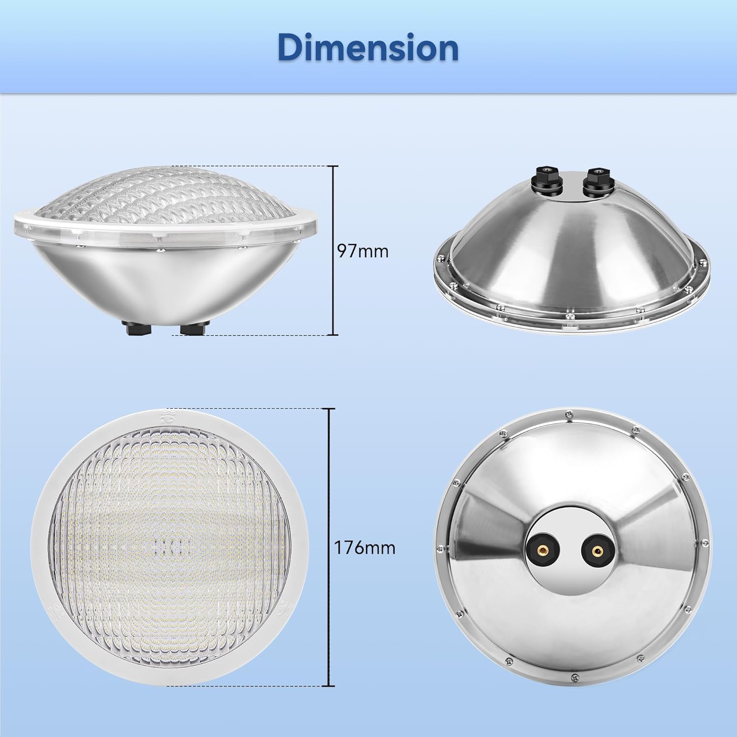 LyLmLe LED Poolbeleuchtung PAR56, 30W Poolscheinwerfer RGB Farbwechsel Externe Synchronisation mit Fernbedienung, 316L Edelstahl, IP68 Wasserdicht LED Unterwasserscheinwerfer, 12V AC(2er-Pack)