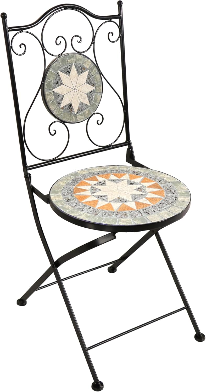 AXI Amélie Bistrot Set, 2 Chairs 1 Table, Balcony Bistro Set, Porch Mosaic Star Grey – Outdoor Bistro Set, Mosaic Bistro Table for Garden/Balcony/Terrace