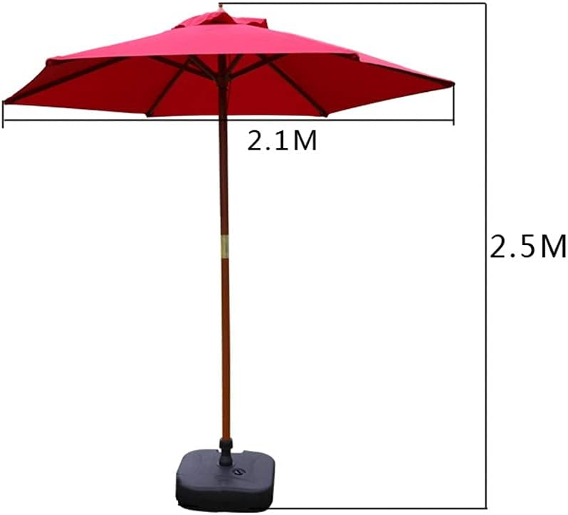 2,1 m langer Sonnenschirm aus Holz für den Garten, rund, mit 20 kg Wassertankbasis, Sonnenschutz für den Außenbereich für Terrassen-/Strand-/Poolschirme, UV50+, 6 Rippen aus Massivholz good