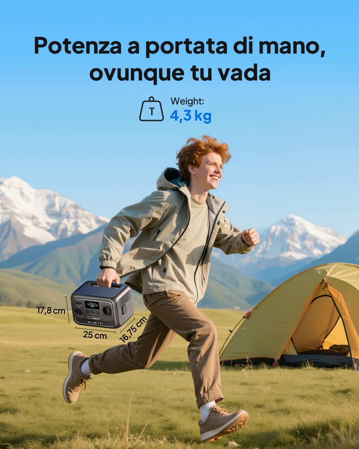 BLUETTI Stazione di Energia Portatile Elite 30 V2, Batteria LiFePO4 da 288Wh, Uscita CA da 600W (Picco 1500W), Ricarica Totale in 70 Minuti, Ideale per Campeggio, Viaggi, Interruzioni di Corrente
