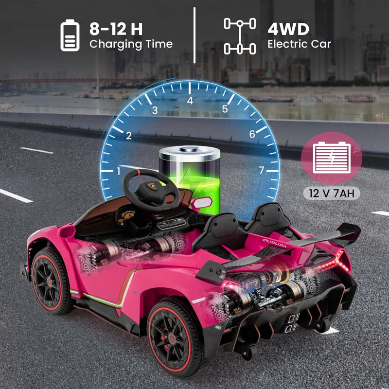 Eletriclife 12V Licensed Lamborghini 12V Battery Powered 4WD Sports Car