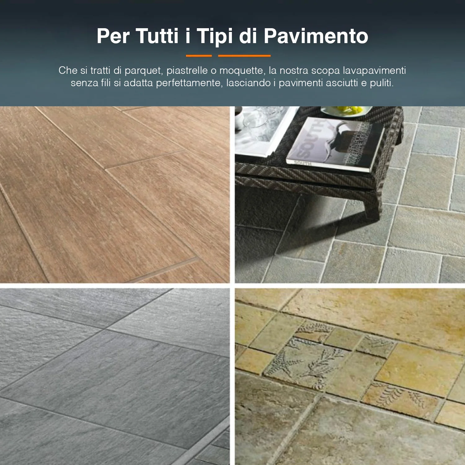 Scopa Elettrica Lava e Aspira Ricaricabile con Doppio Serbatoio 300W