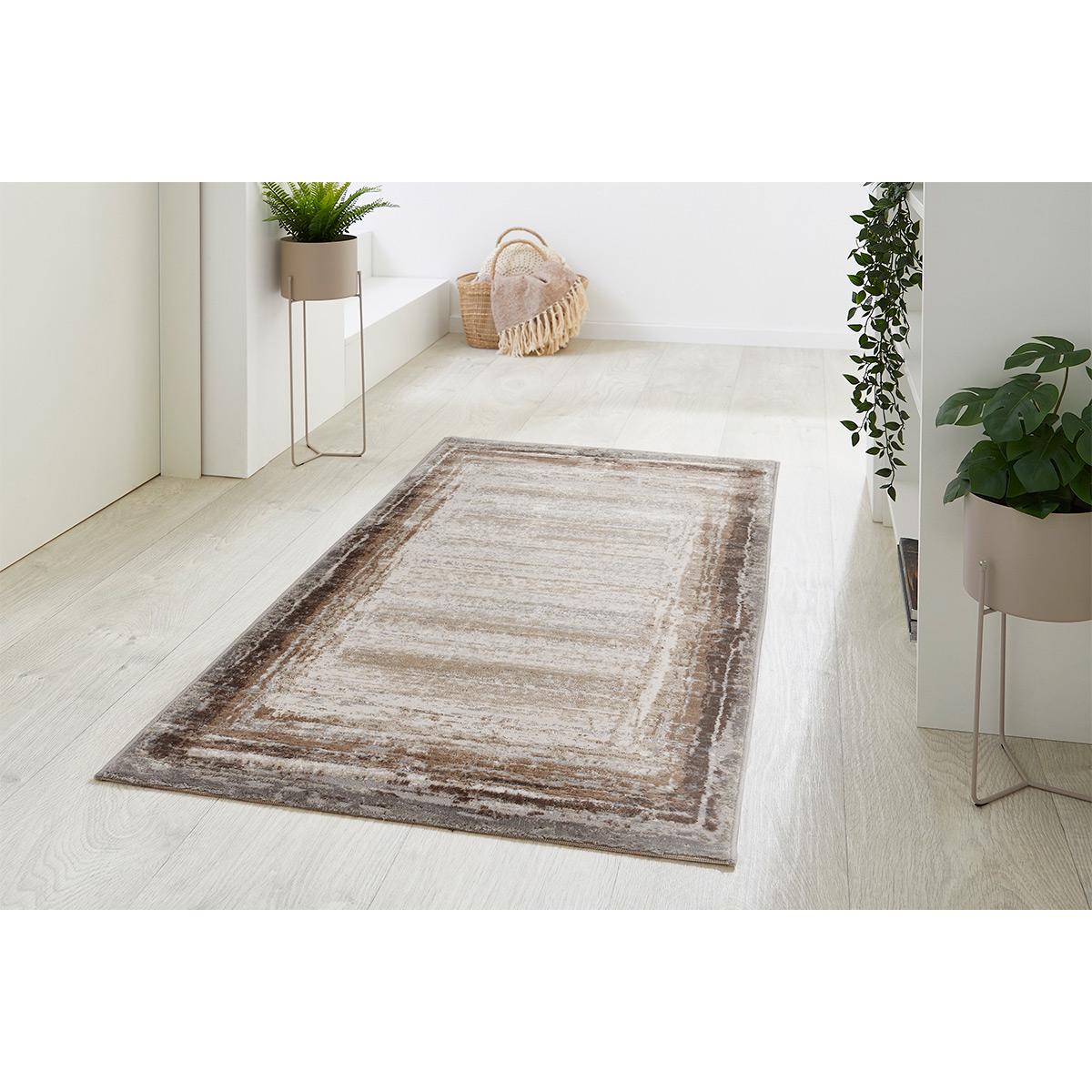 HOMCOM Kurzflor Webteppich Creme-Braun 150 x 80 x 0,9 cm