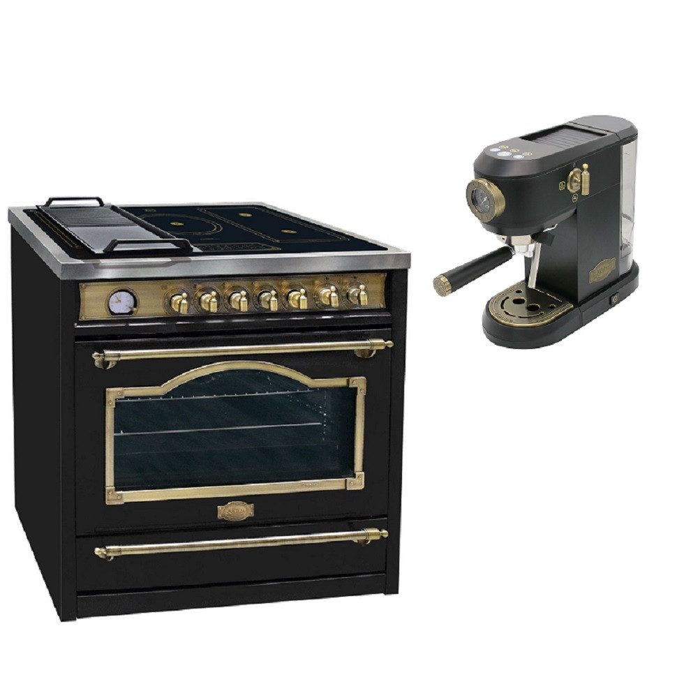 Induktions-Standherd Elektro Standherd 90 cm 5 Kochzonen+Kaffeemaschine, 19 bar HC 93655 IEm+KA 2005 Em