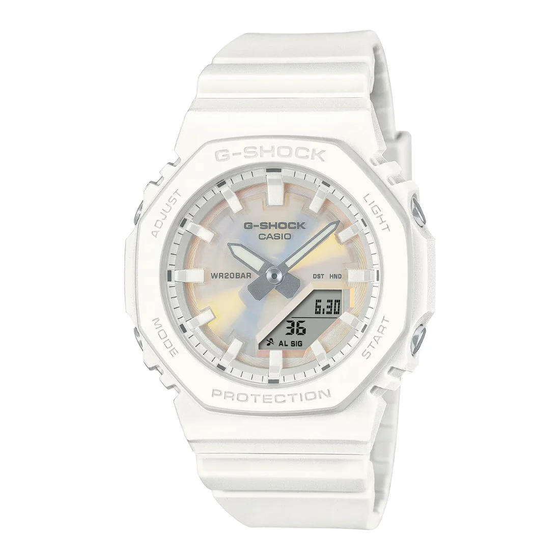 G-Shock da donna GMA-P2100PC-7AER bianco quadrante iridescente