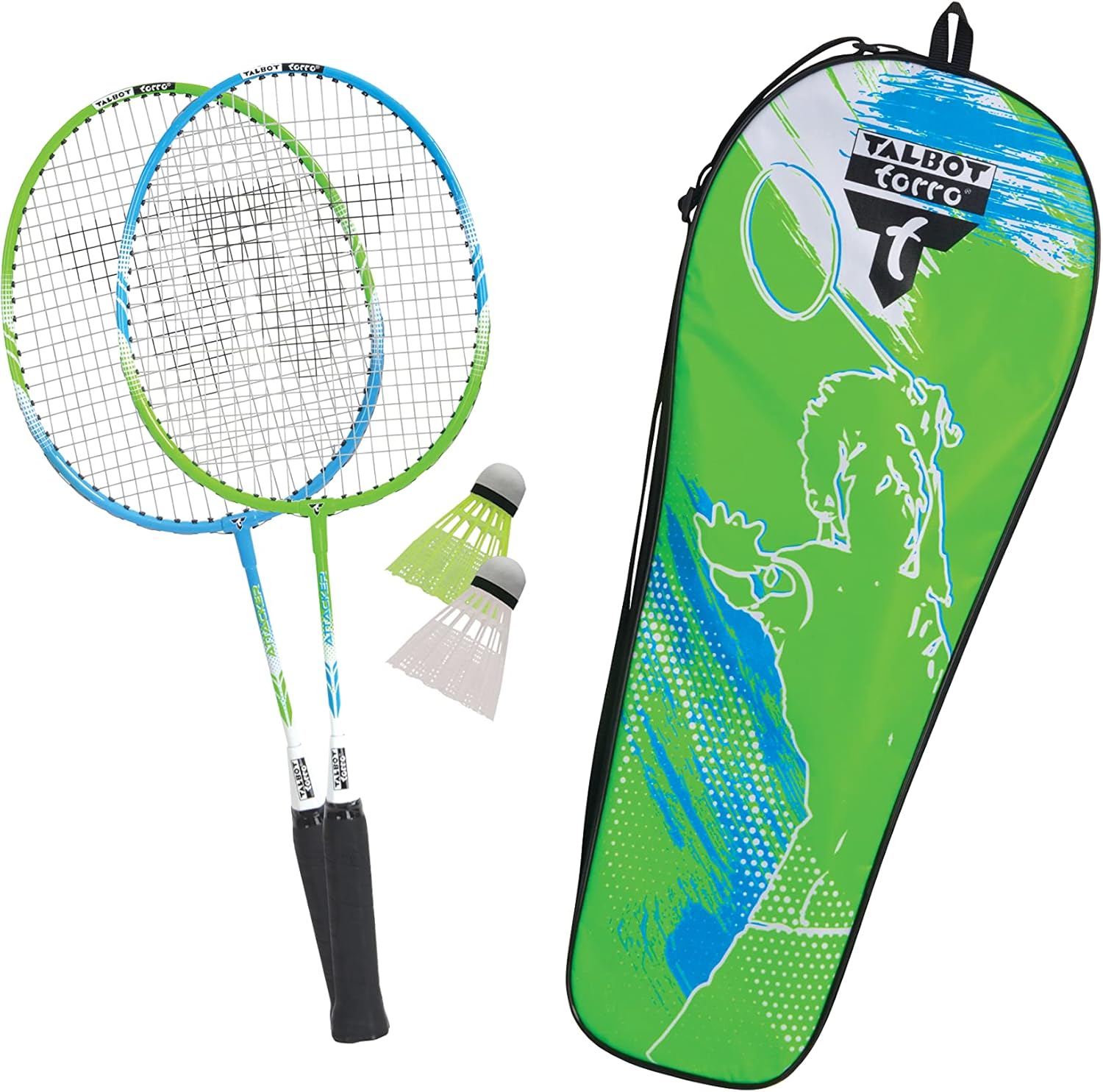 Talbot Torro Set da Badminton 2-Attacker Junior, per Bambini, 2 Racchette più Corte 53 cm, 2 Volani, in Una Borsa Preziosa