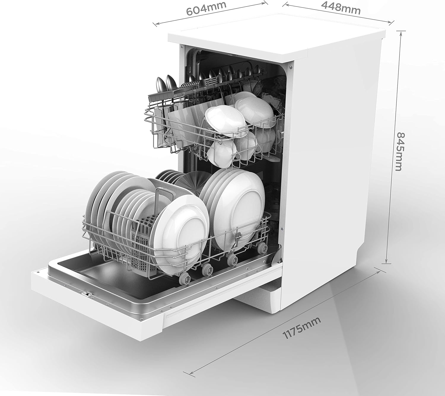 Midea Geschirrspüler Unterbau MDWEU1435XSS-W, 14 Maßgedecke, Spülmaschine 60 cm Teilintegrierbar mit WIFI, Extra Trocknung, 7 Programme, 47dB, 0-24h Startzeitverzögerung, Inox