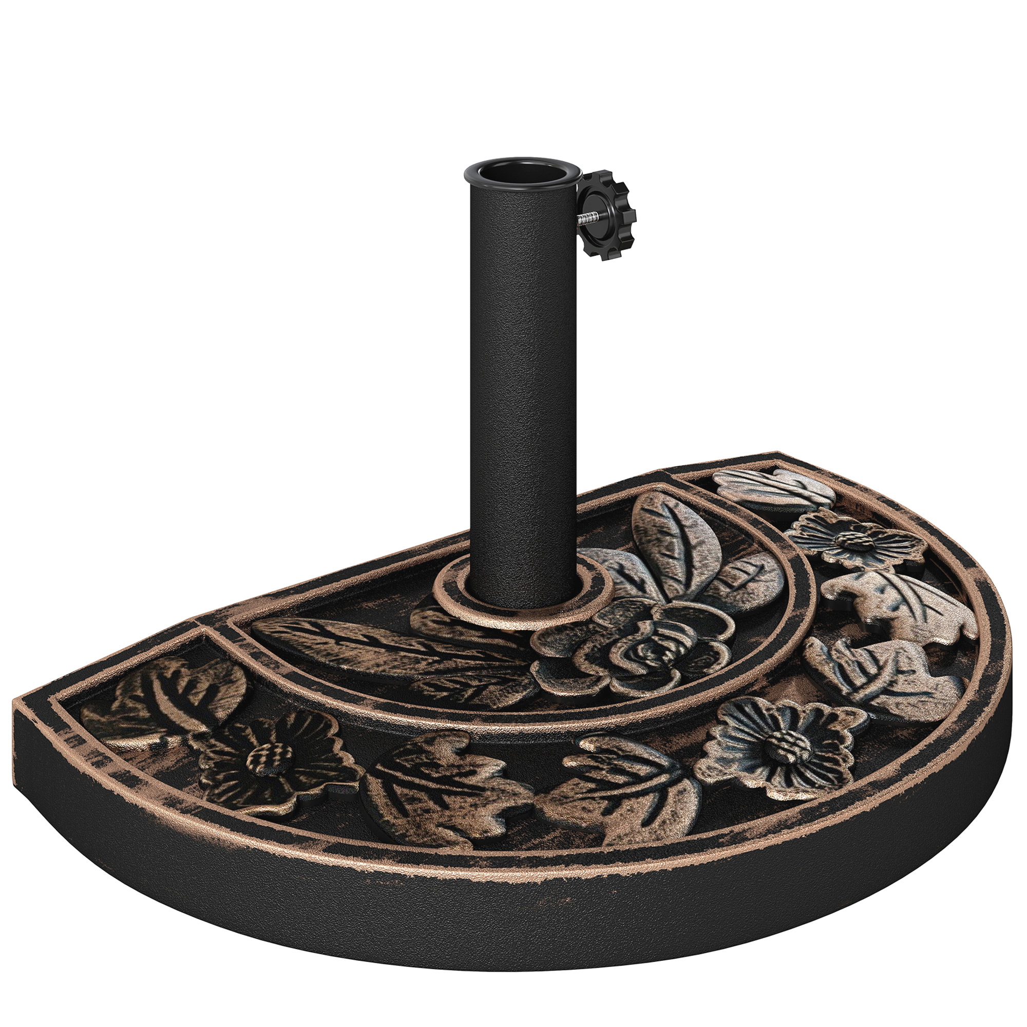 Outsunny Sonnenschirmständer aus Edelstahl Schirmständer mit Griffe, halbrund Schirmhalter, Schirmgewichtfür Sonnenschirm Ø3,8-Ø4,8 cm, für Balkon, Terasse, Garten, Bronze