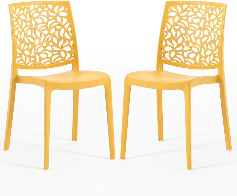 Sedie in polipropilene con fibra di vetro impilabili per interno, cucina o sala da pranzo, per esterno e giardino, sedie da bar e ristorante, design moderno - Anna (4 Sedie, Tortora)