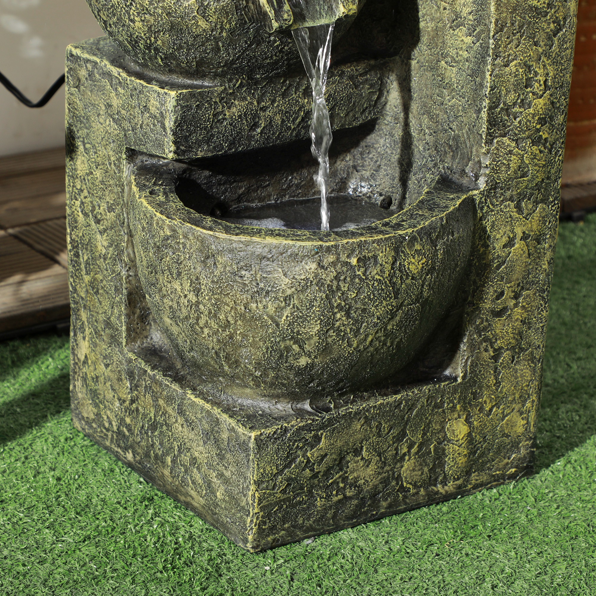 Tuinfontein Waterfontein Fontein, verstelbare snelheid, 25 x 24 x 60 cm, Zwart