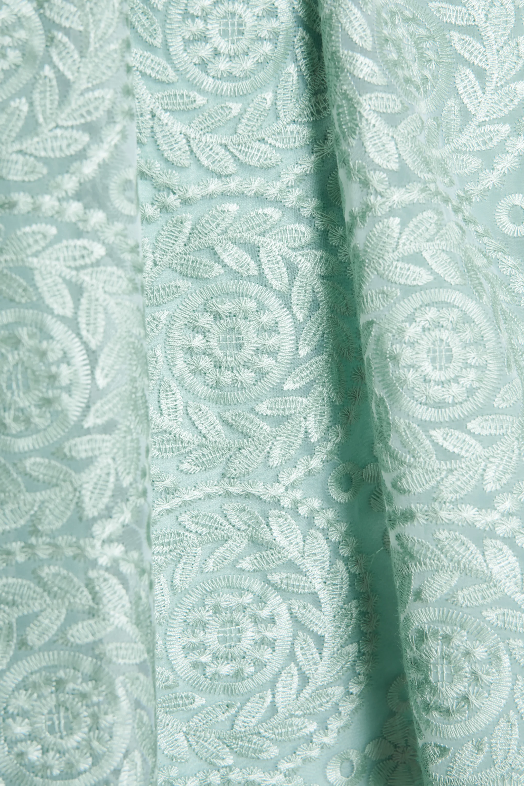 Matilda Dusty-Green Embroidery Plunge-Front Cross-Back Maxi-Dress