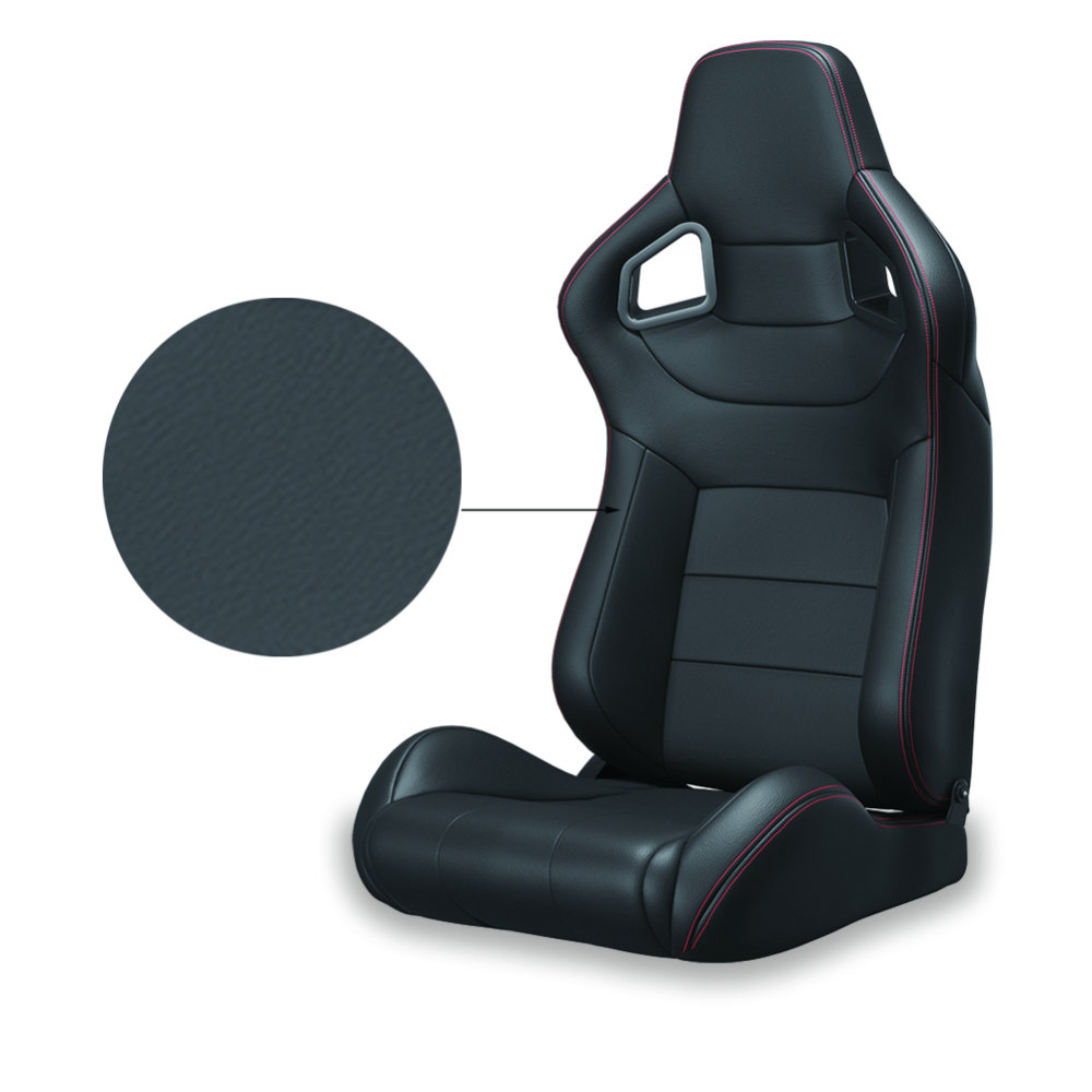 2025 Set van 2 Universele Racestoelen met Rode Stiksels, Rood PVC Kunstleer, Rugleuning met Carbon Afwerking, Verstelbaar en Reclinable (Bevestigingsbeugels niet inbegrepen) C Verpakking met 2 Stuks