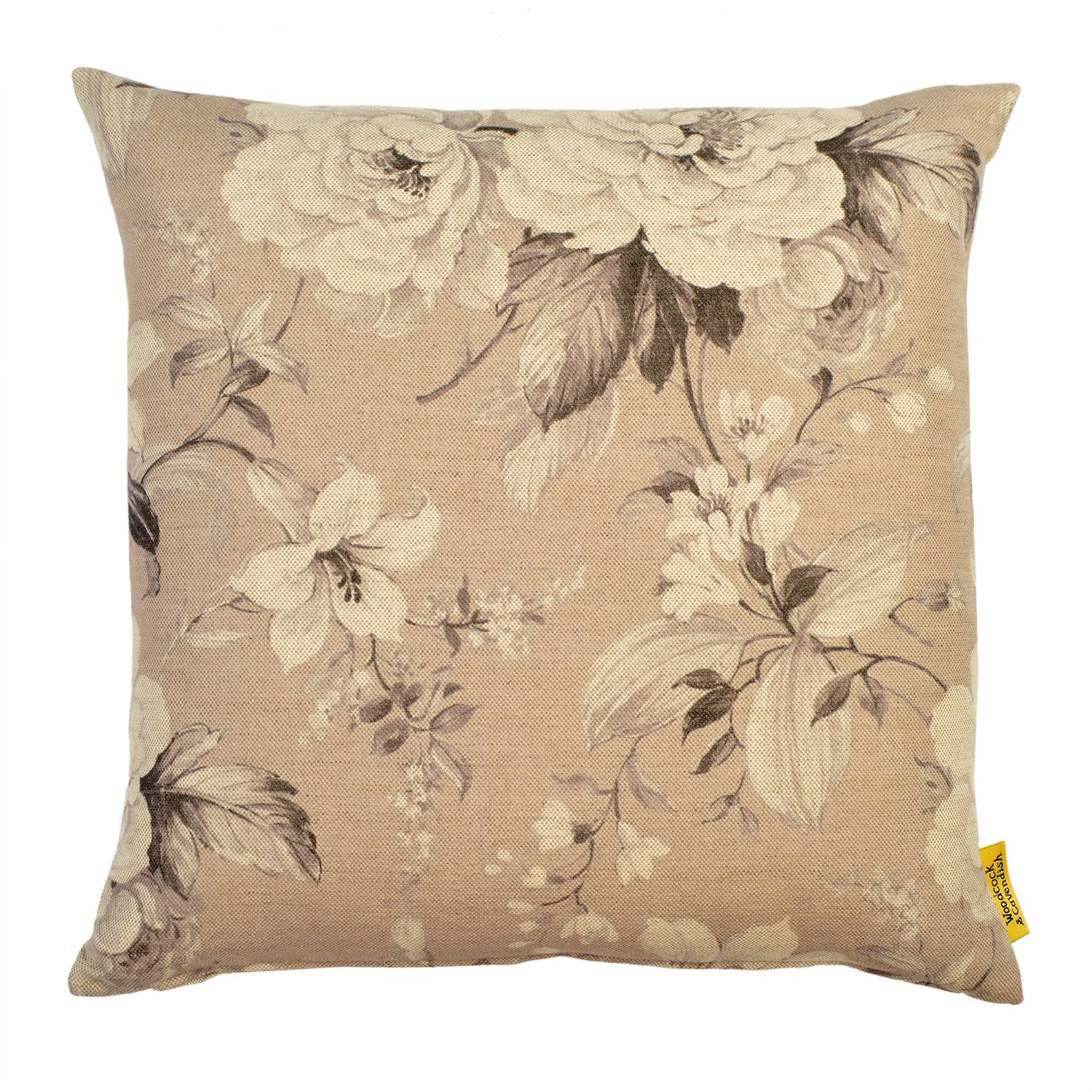 Dark Grey Floral Linen Cushion