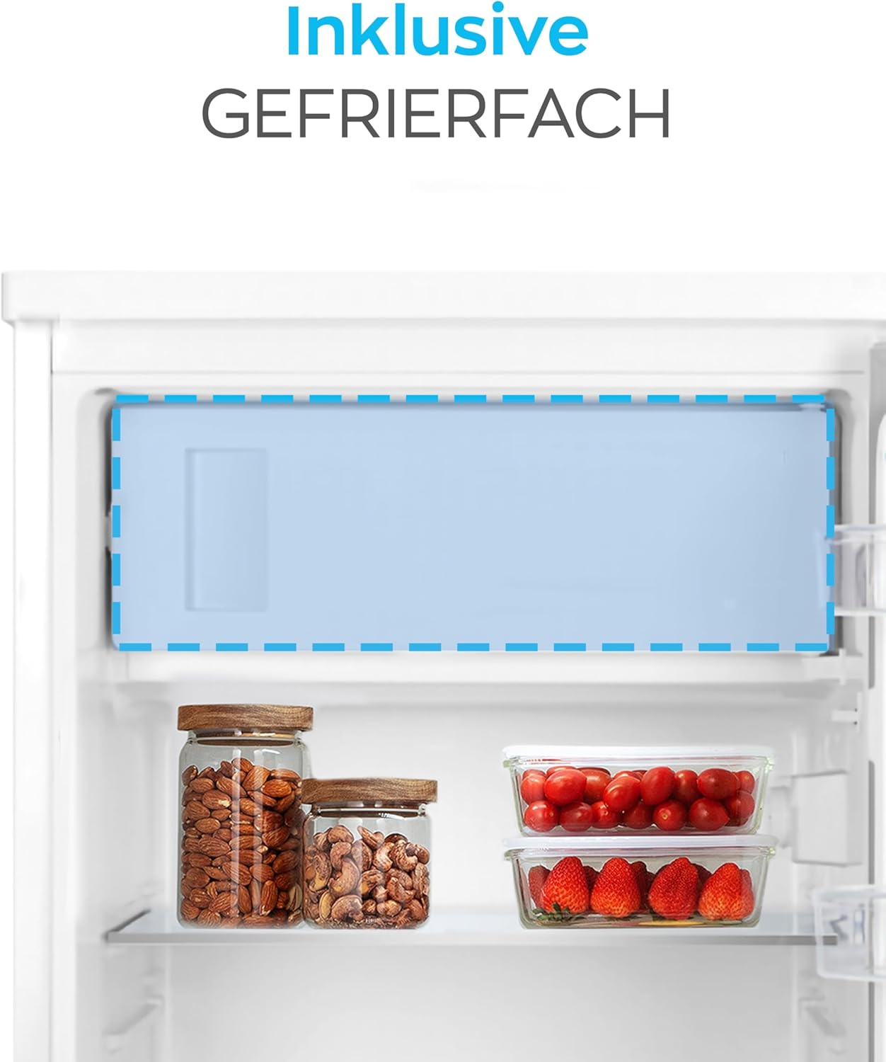 HEINRICHS Getränkekühlschrank 120L klein kompakt leise: 40db mit Gefrierfach( 13L) Mini-Bar; Tisch-Kühlschrank; Mini Kühlschrank mit Gefrierfach; perfekt geeignet für Büro Camping Garten Outdoor,weiß