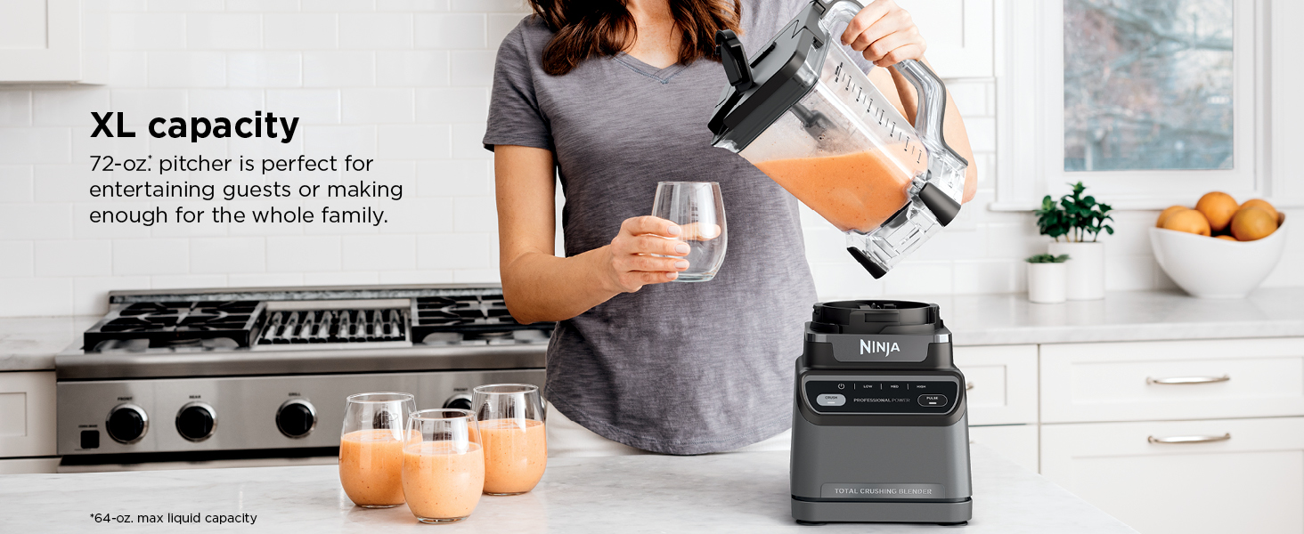 XL capacity 72-oz.* pitcher is perfect for entertaining guests or making enough for the whole family