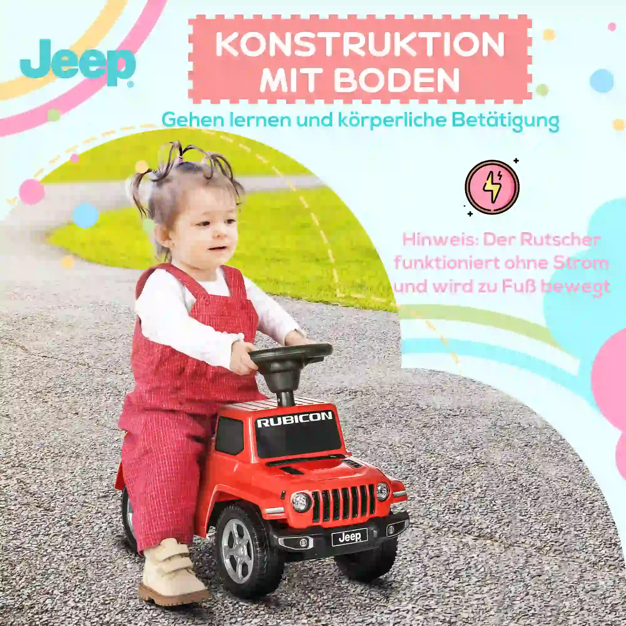 AIYAPLAY Rutschauto Kinderfahrzeug mit Stauraum & Kippschutz Rot