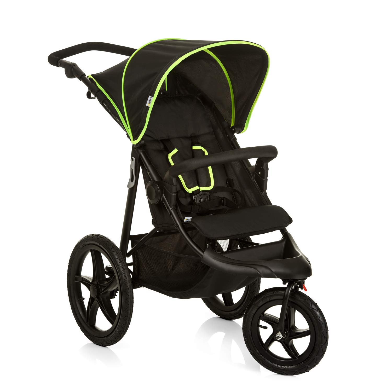 hauck Runner robuster Dreirad Buggy Kinderwagen mit XL Luftreifen in Schwarz und Gelb für Kinder