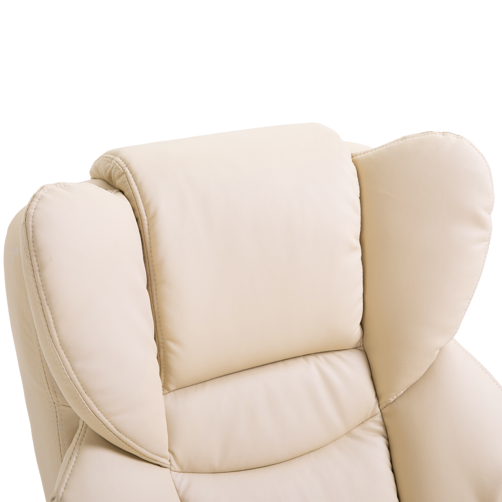 Fauteuil met kruk, ligfunctie, draaibaar, tot 160 kg, kunstleer, metalen frame, cr��me, 80 x 79 x 100 cm