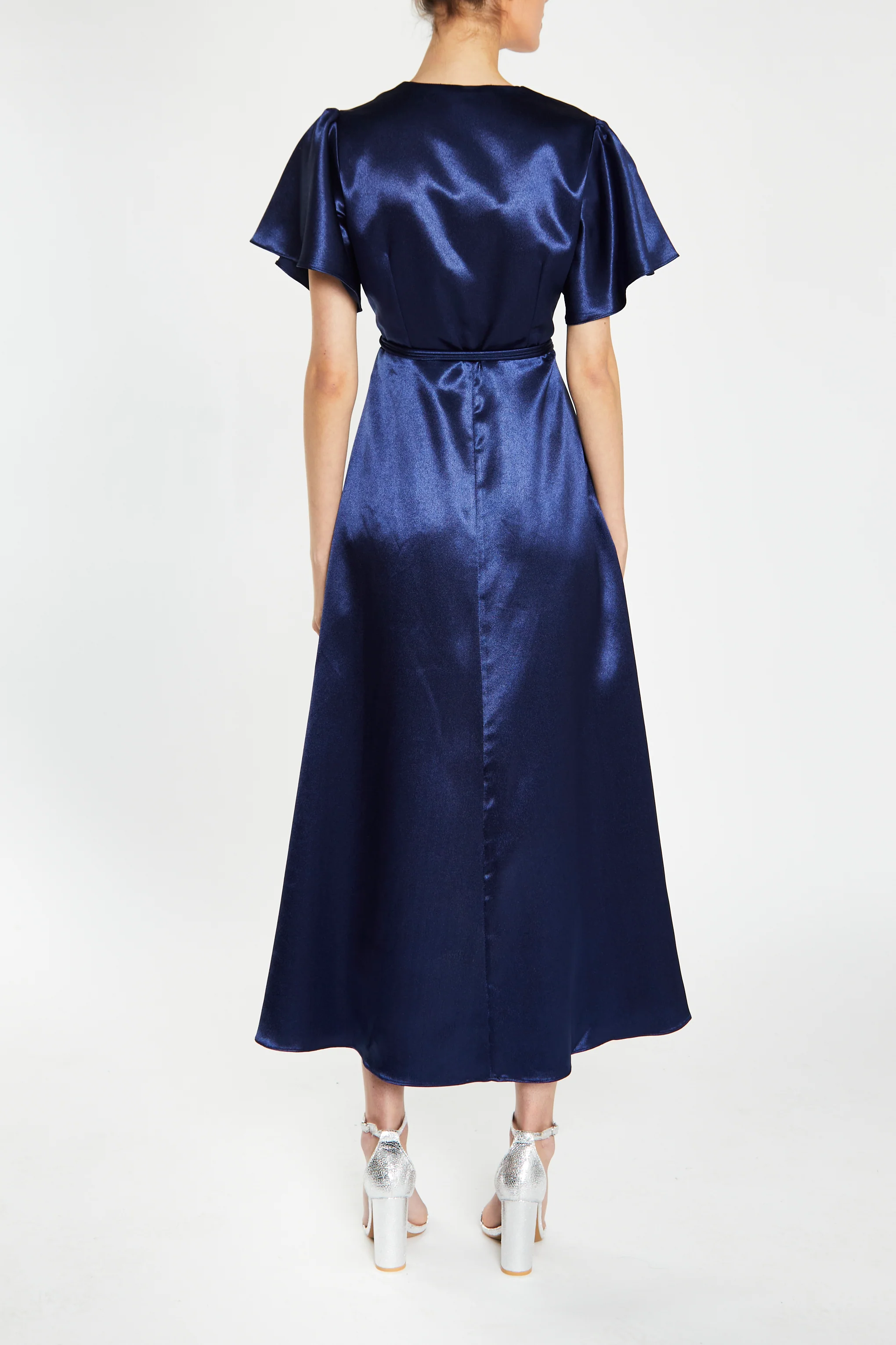 Serena Navy Bridesmaid Wrap Midi-Dress