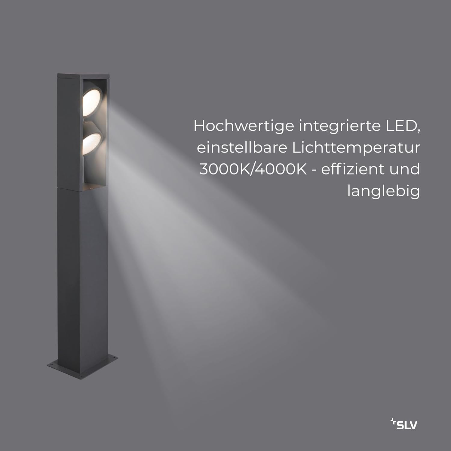 SLV ESKINA FRAME 75 | Stehleuchte, LED Außen-Beleuchtung für Wege, Eingänge, Outdoor Garten-Lampe, Außenleuchte | CCT switch 3000/4000K, IP65, 2400lm, 2x LED Inside, anthrazit