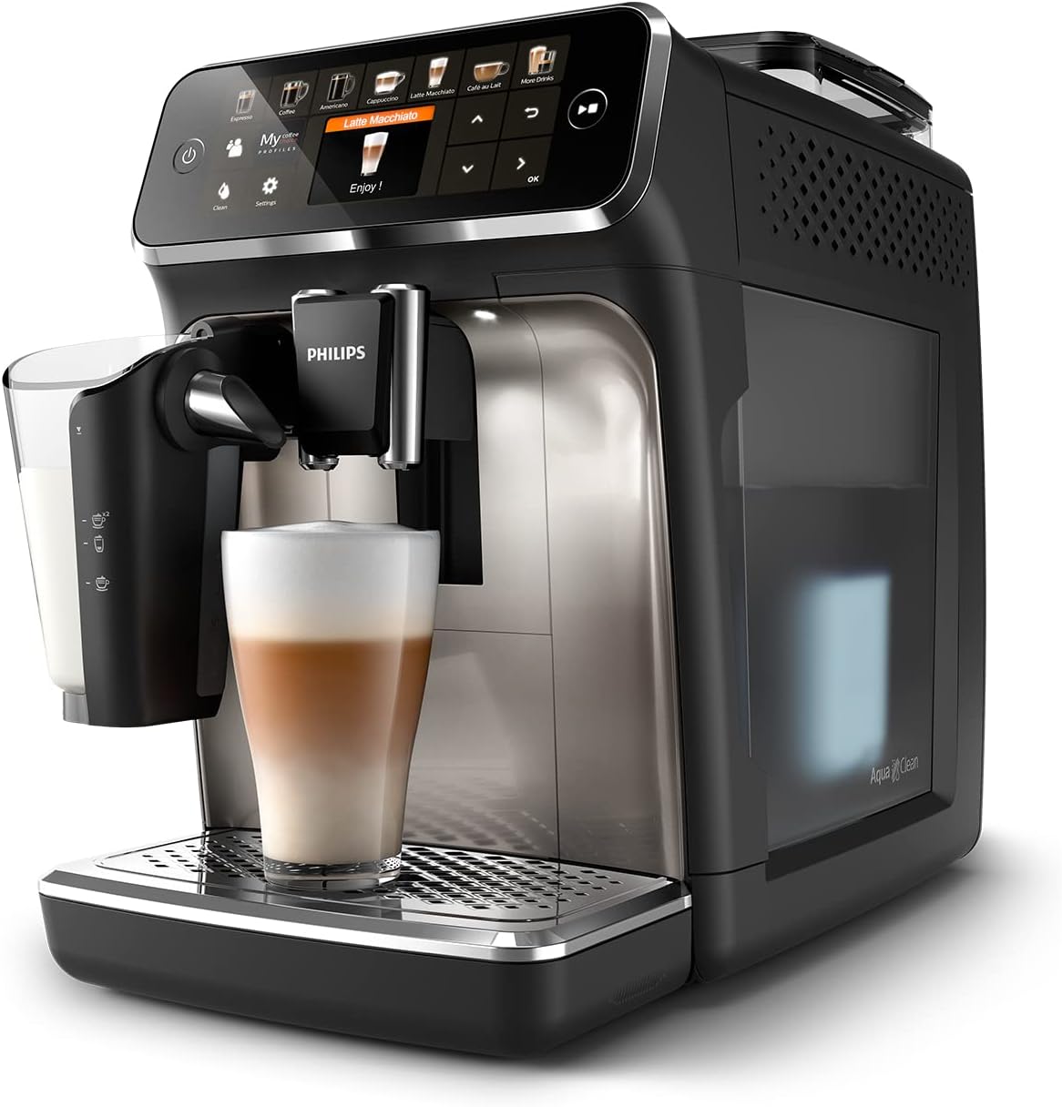 5400 Series Macchina da Caffè Automatica - Montalatte LatteGo, 12 Bevande, Display Intuitivo, 4 Profili Utente, Cromato (EP5547/90)