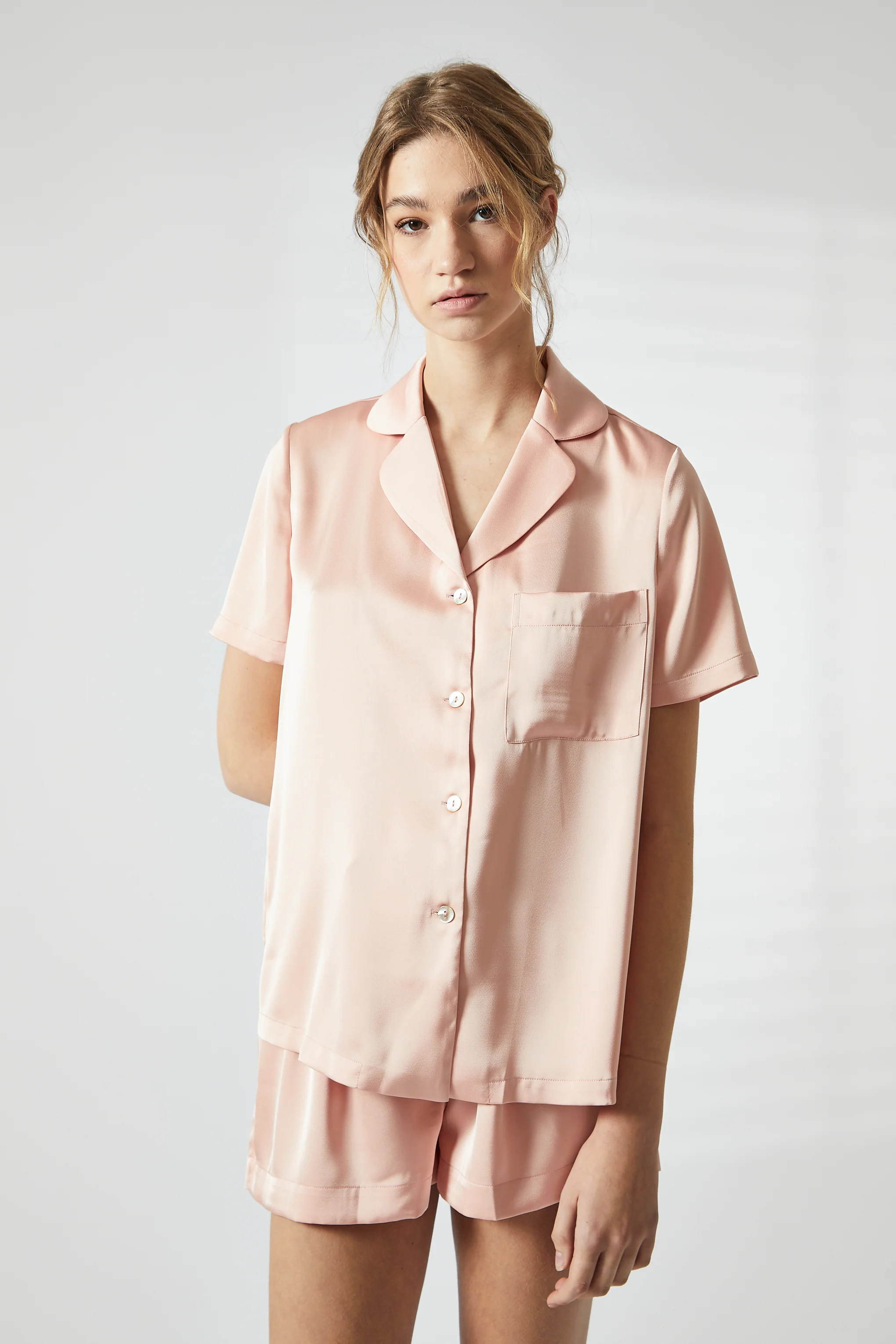 Dusty Pink Short Satin Pyjama Set
