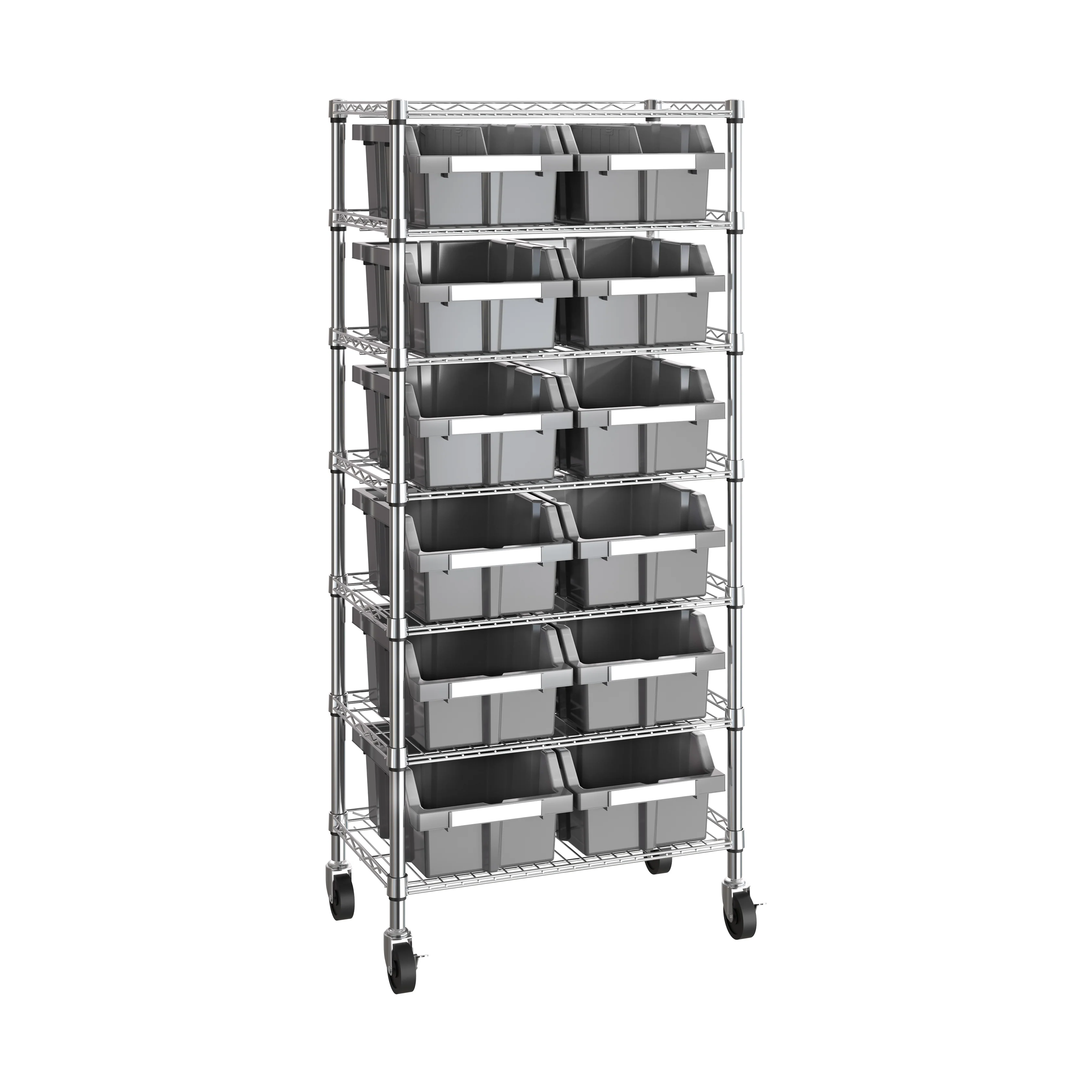 Scaffale NSF a 7 livelli con 12 contenitori