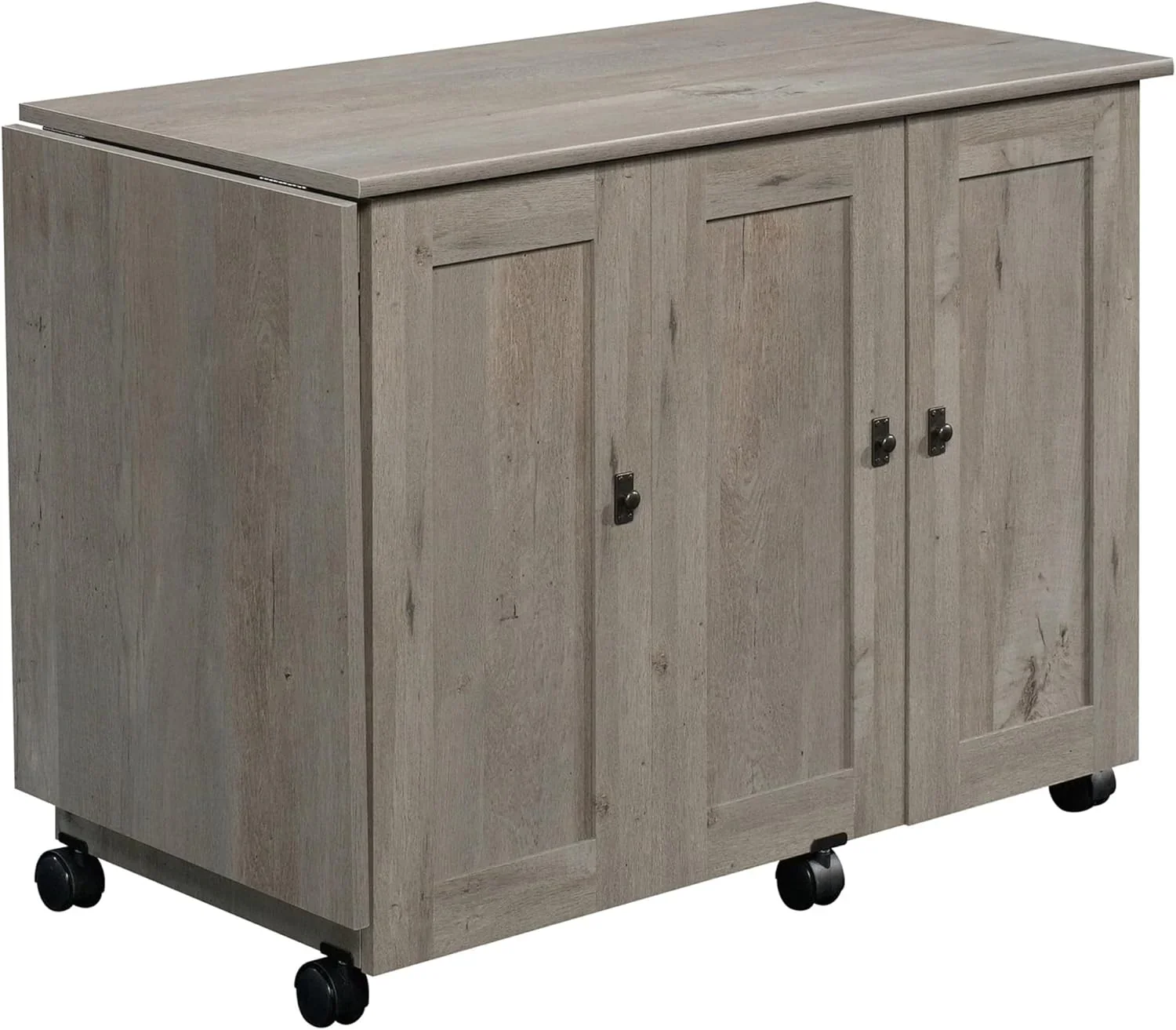 Craft Cart Storage Cabinet, Rolling Sewing Table with Expandable Top, Mystic Oak