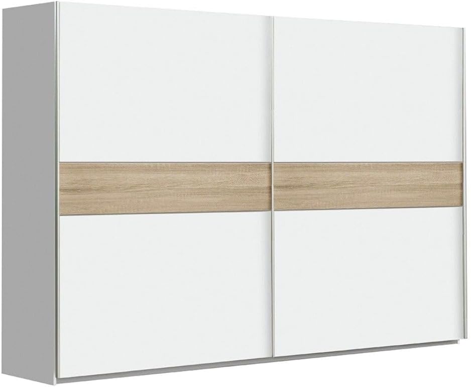 Armario Winter 270 cm – Puertas Correderas – Estilo Nórdico – Interior con Estantes, Barras y Partidores – 270x61x210 cm Armario Grande para Dormitorio (Blanco)
