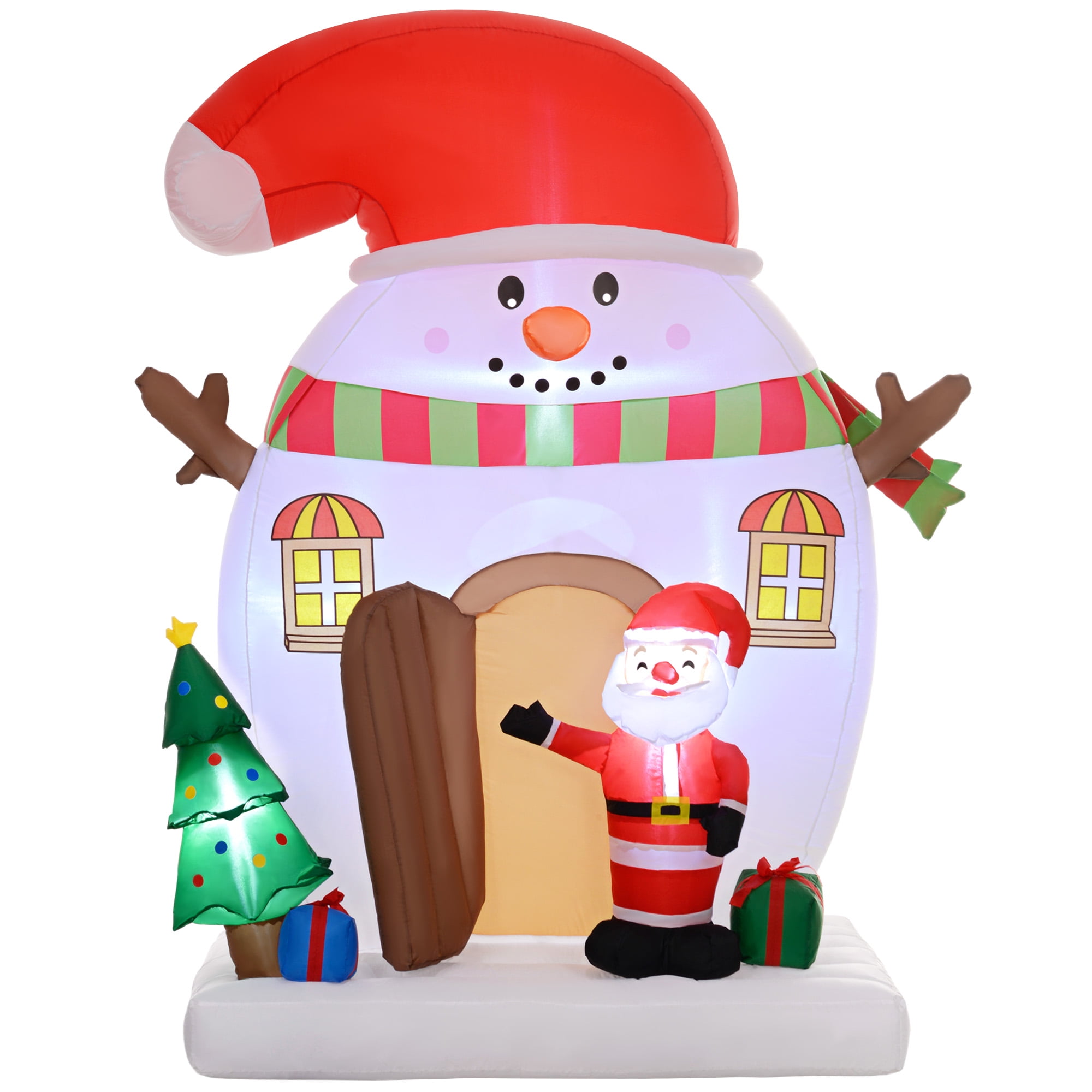 Outsunny 7.5FT Inflatable Christmas Decoration with Santa, Snowman House & LED Lights for Indoor/Outdoor Use