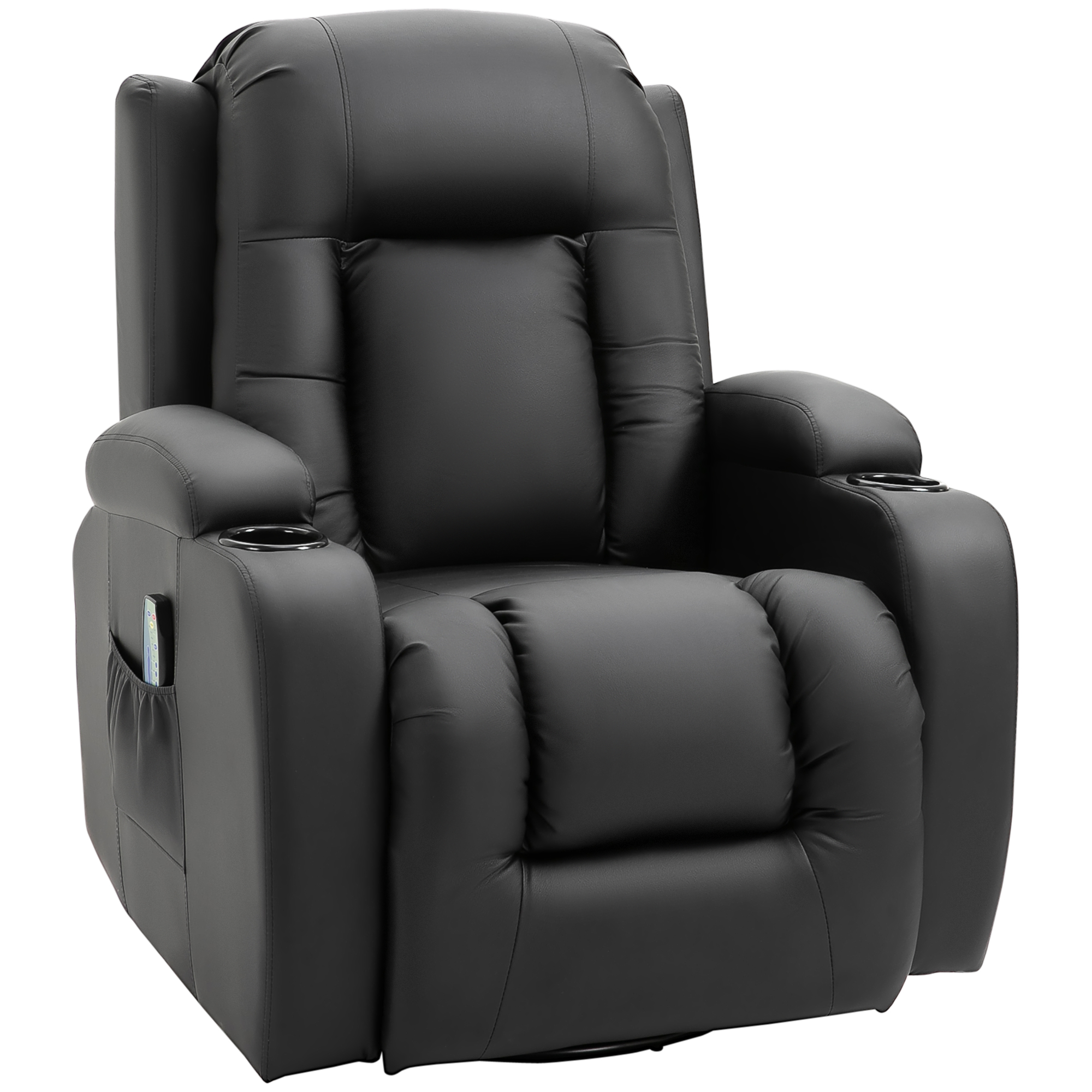 HOMCOM Massagesessel, Relaxsessel, Wippfunktion, 8 Vibrationspunkte, inkl. Fernbedienung, Schwarz