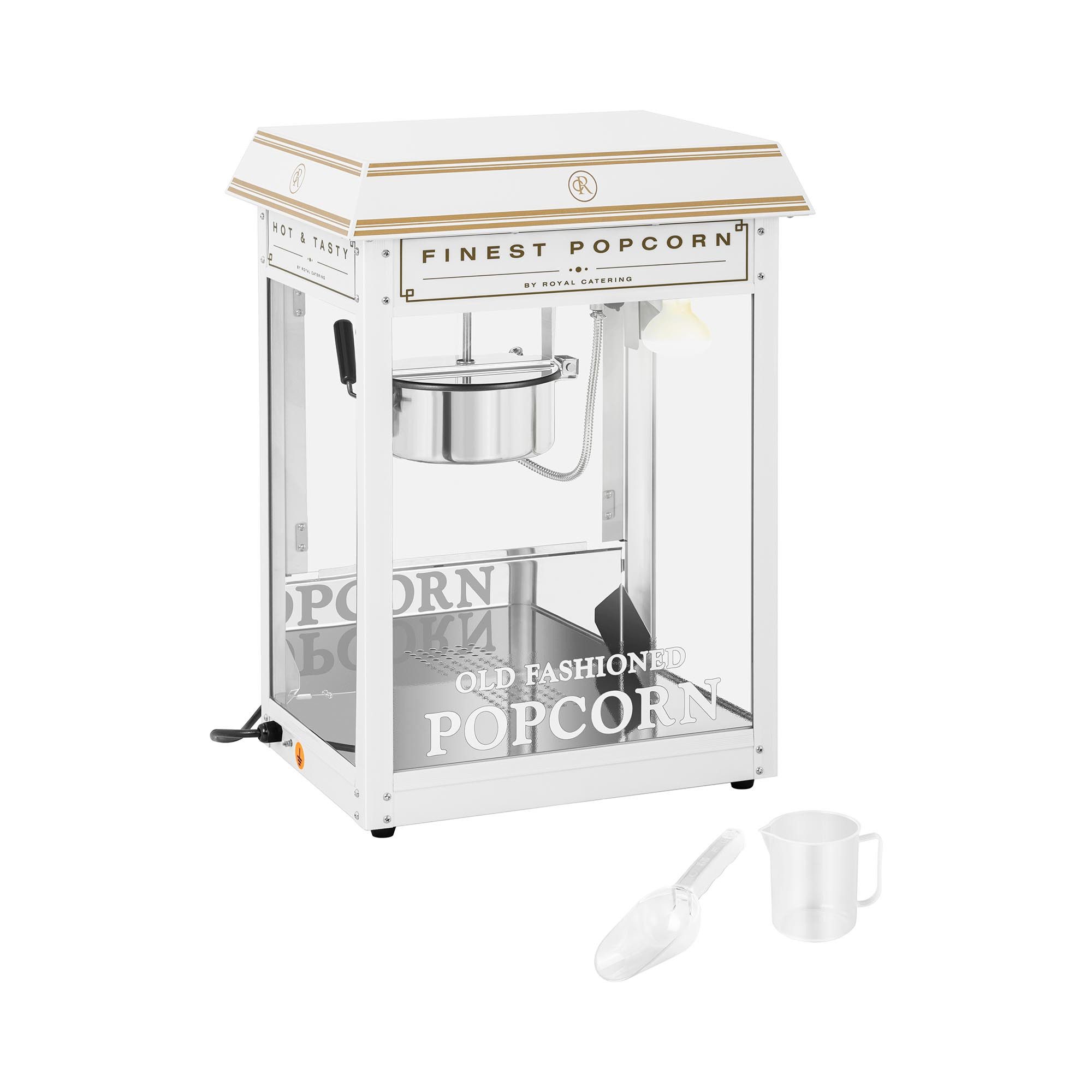 Popcornmaschine 5 kg/h Popcornmaker 1500 W weiß / golden Popcornautomat Beleuchtung