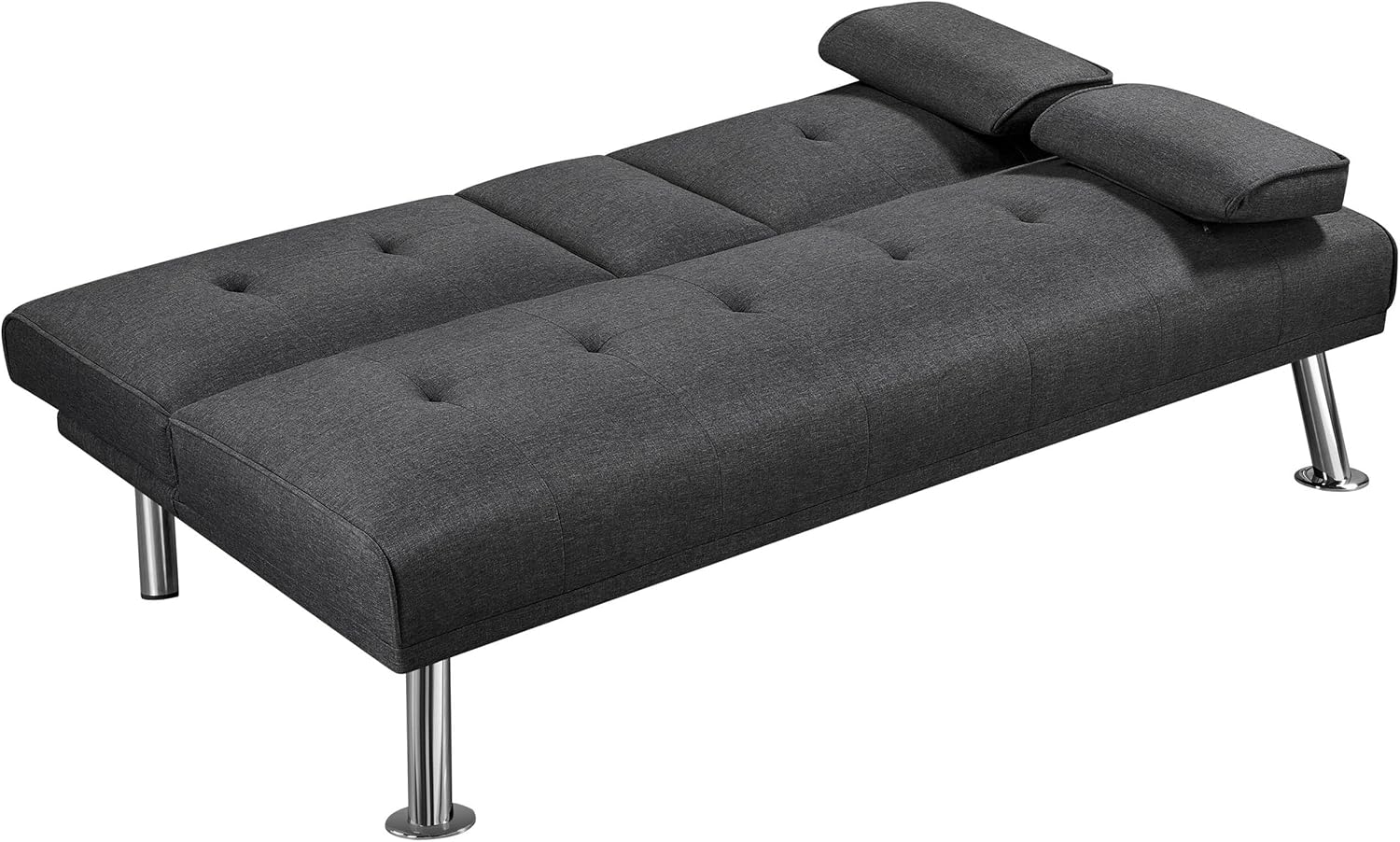 Yaheetech Divano Convertibile in Letto con 2 Cuscini Divano Letto Pieghevole 3 in 1 Mobile Arredamento con Piccolo Tavolino 167 × 81,5 × 75 cm da Soggiorno in Tessuto Grigio Scuro