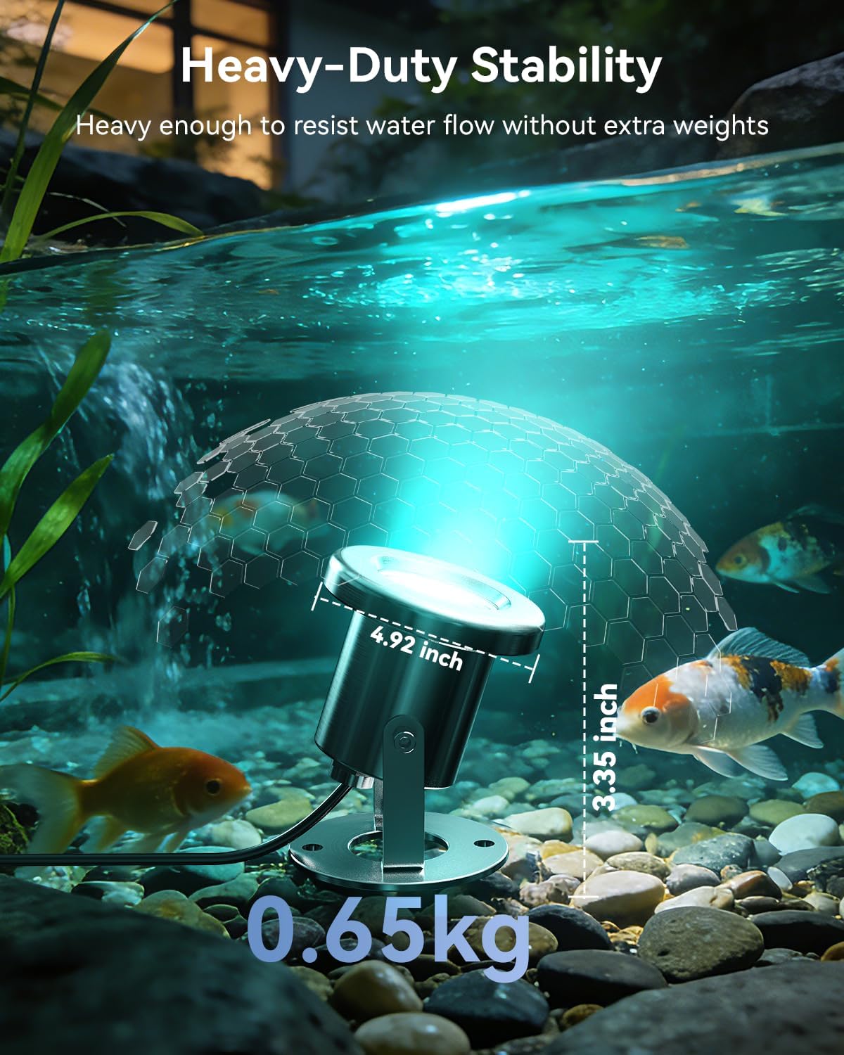 All-in-One Teichbeleuchtung LED Edelstahl SS316, RGB Erweiterbare Teichlampen Unterwasser mit 12M Kabel, Teichlicht IP68 für Teich, Wasserfall, Bach, Fischteich, Wasserspiel, 4er-Pack