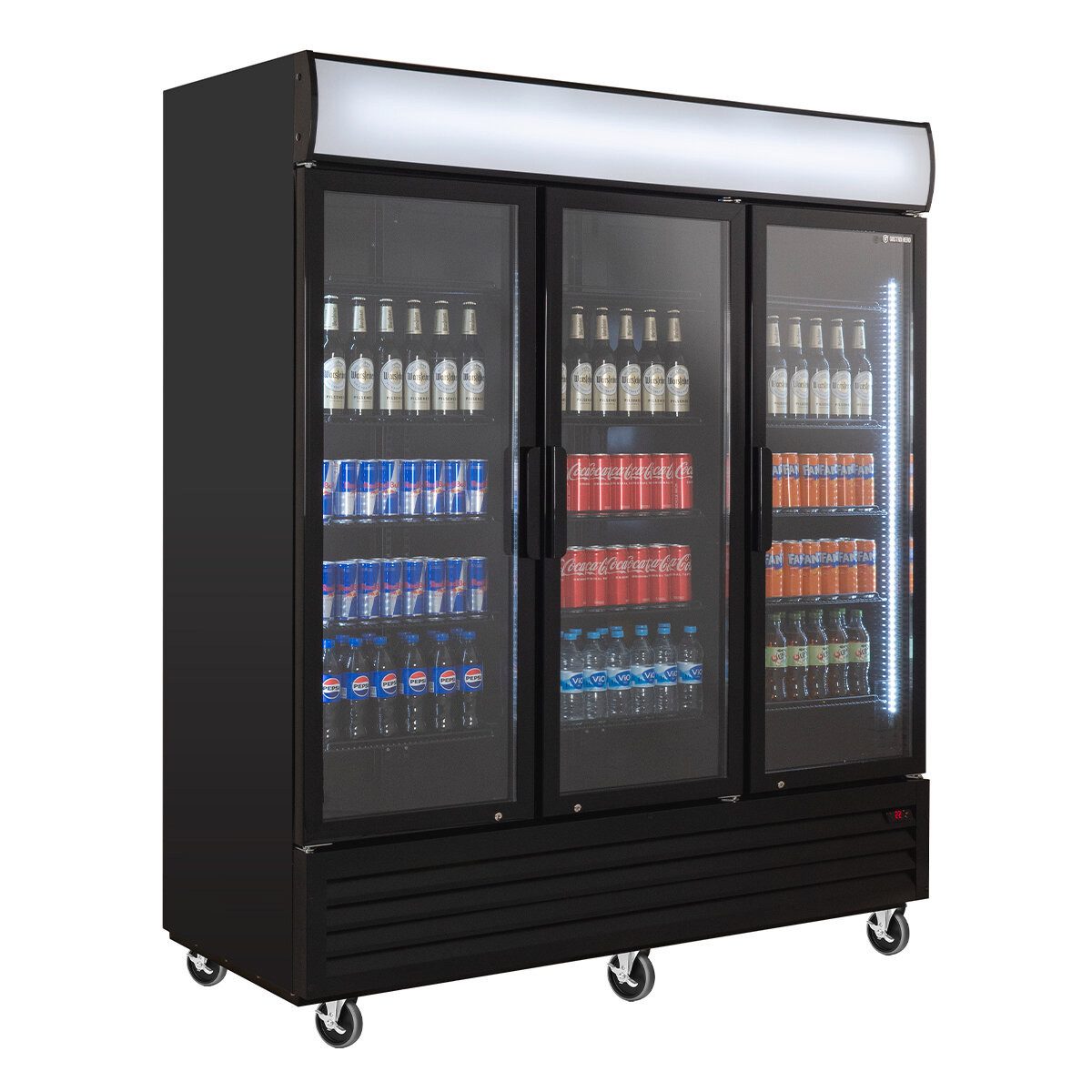 Getränkekühlschrank Getränkekühlschrank 1500 mit Klapptüren, schwarz, LED, Leucht