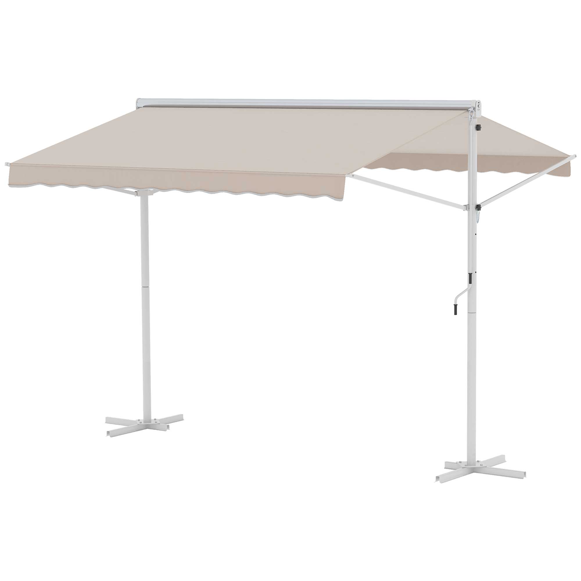 Staande luifel met knikarm tuinluifel luifel zwengel cr��me 2,95 x 2,94 m