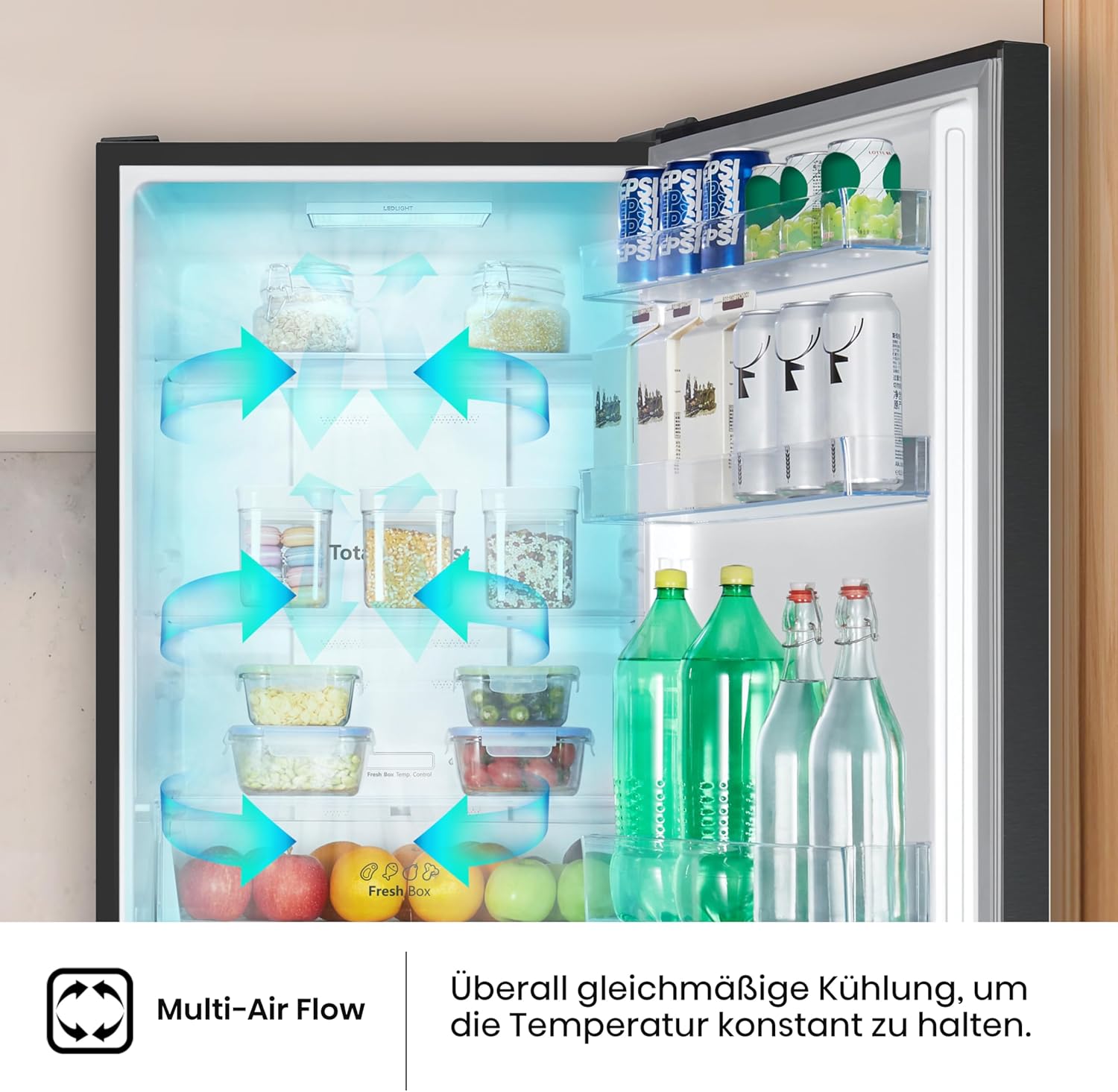 Hisense RB327N4ADD Fridge-Freezer Combination, EEK D, Total NoFrost, Interchangeable Door Hinge, Bottle Grid, 171 Litre Fridge Compartment, 85 Litre Freezer Compartment, Stainless Steel Look