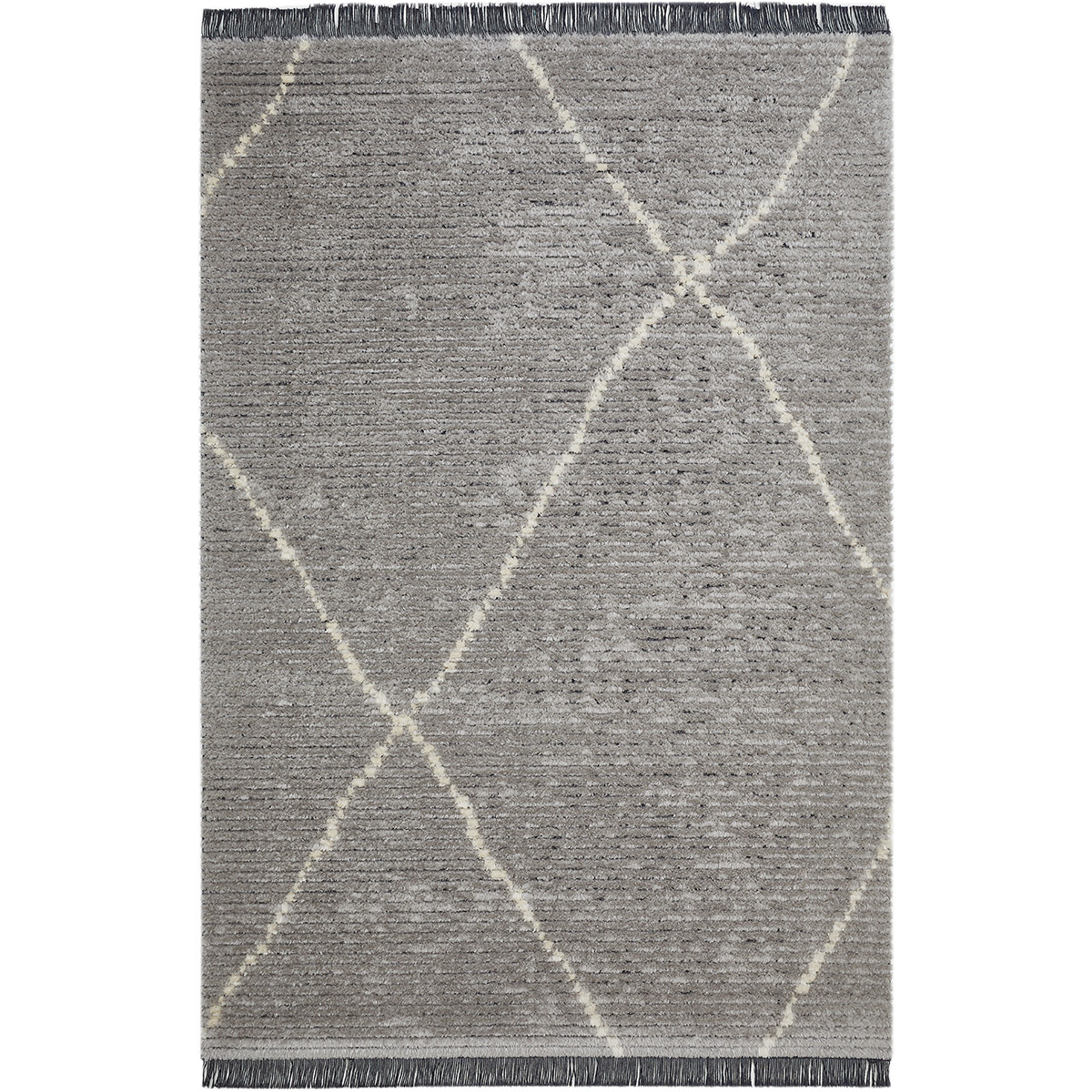 HOMCOM Hochflorteppich mit Fransen Hell-Grau 170 x 120 x 2,1 cm
