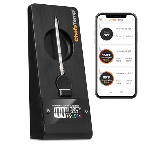 ChefsTemp ProTemp Plus Next Gen Wireless Meat Thermometer Digital Unlimited Range Bluetooth & WiFi Enabled Smart Cooking Grilling Smoker BBQ Oven Kitchen Rotisserie (Stand   1 Probe): Home & Kitchen