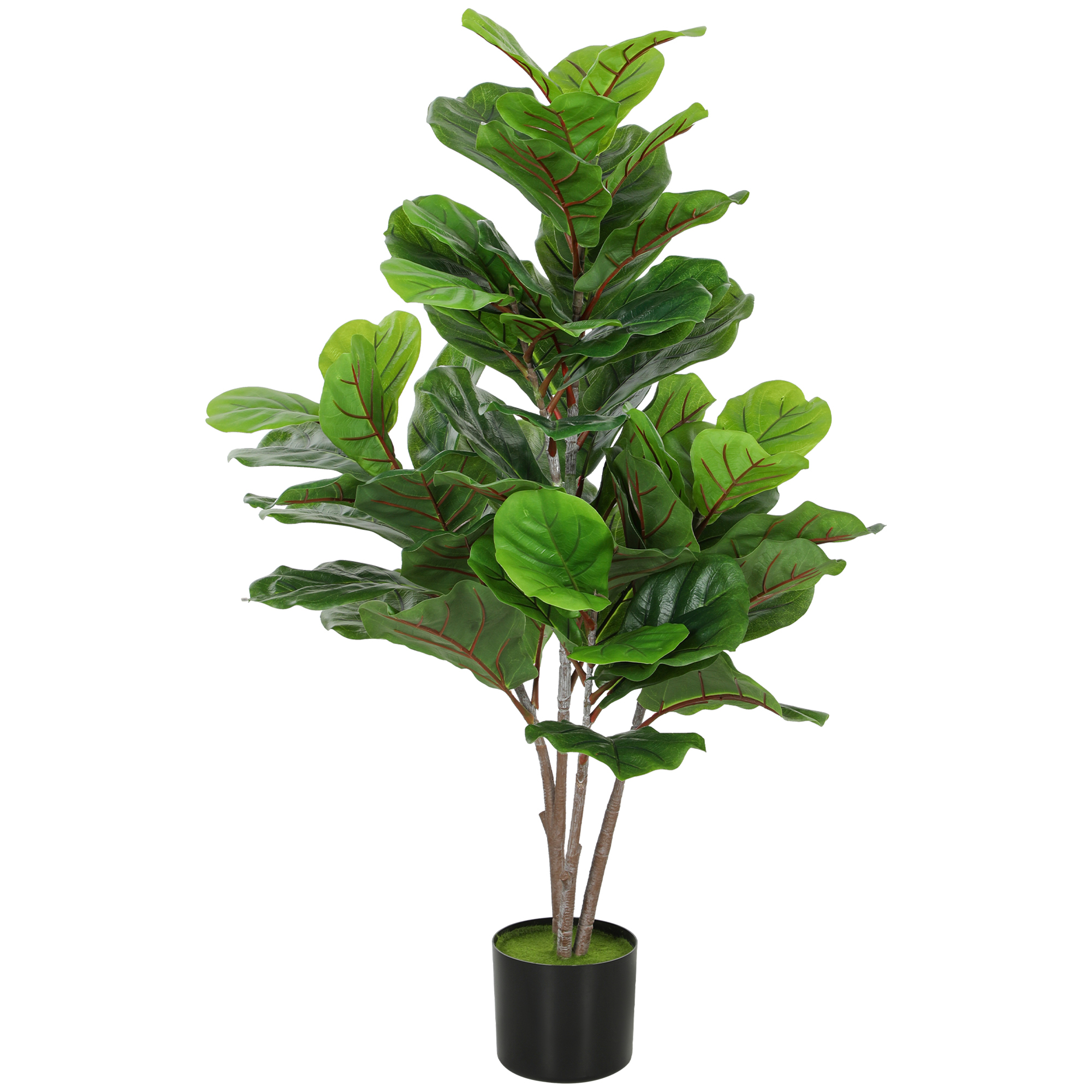 HOMCOM Künstliche Geigen-Feigenbaum 110cm Kunstpflanze, Plastik Künstliche Pflanzen im Topf, Dekoration Geschenk