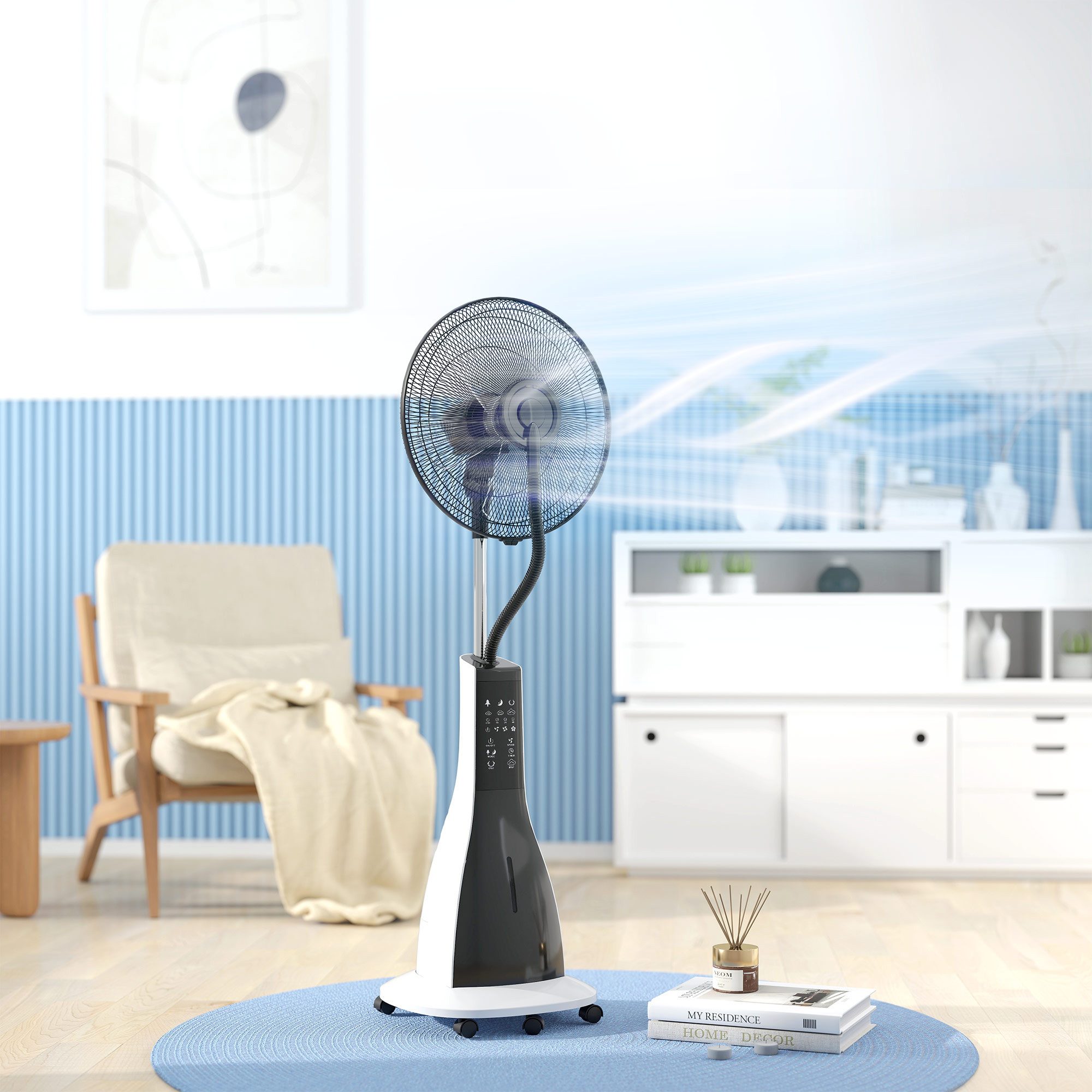 Standventilator Ventilator mit Wasserkühlung Fernbedienung Timerfunktion oszillierend