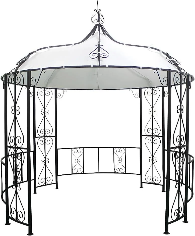 Gartenpavillon, 300 x 290 cm, Metall, Schwarz, TILCARA