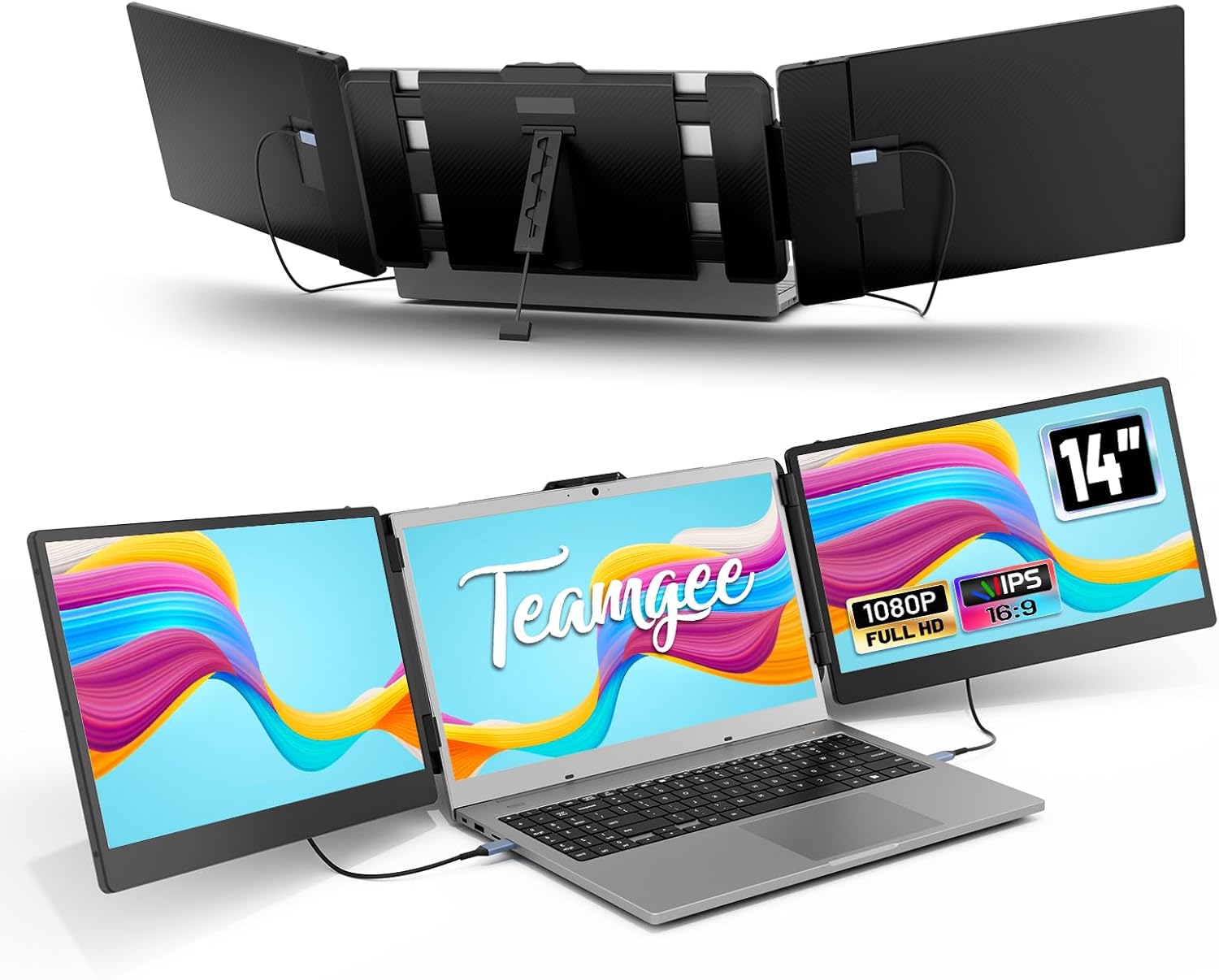 Teamgee Monitor Portatile per Laptop, Portable Monitor Schermo Doppio FHD 1080P IPS da 14