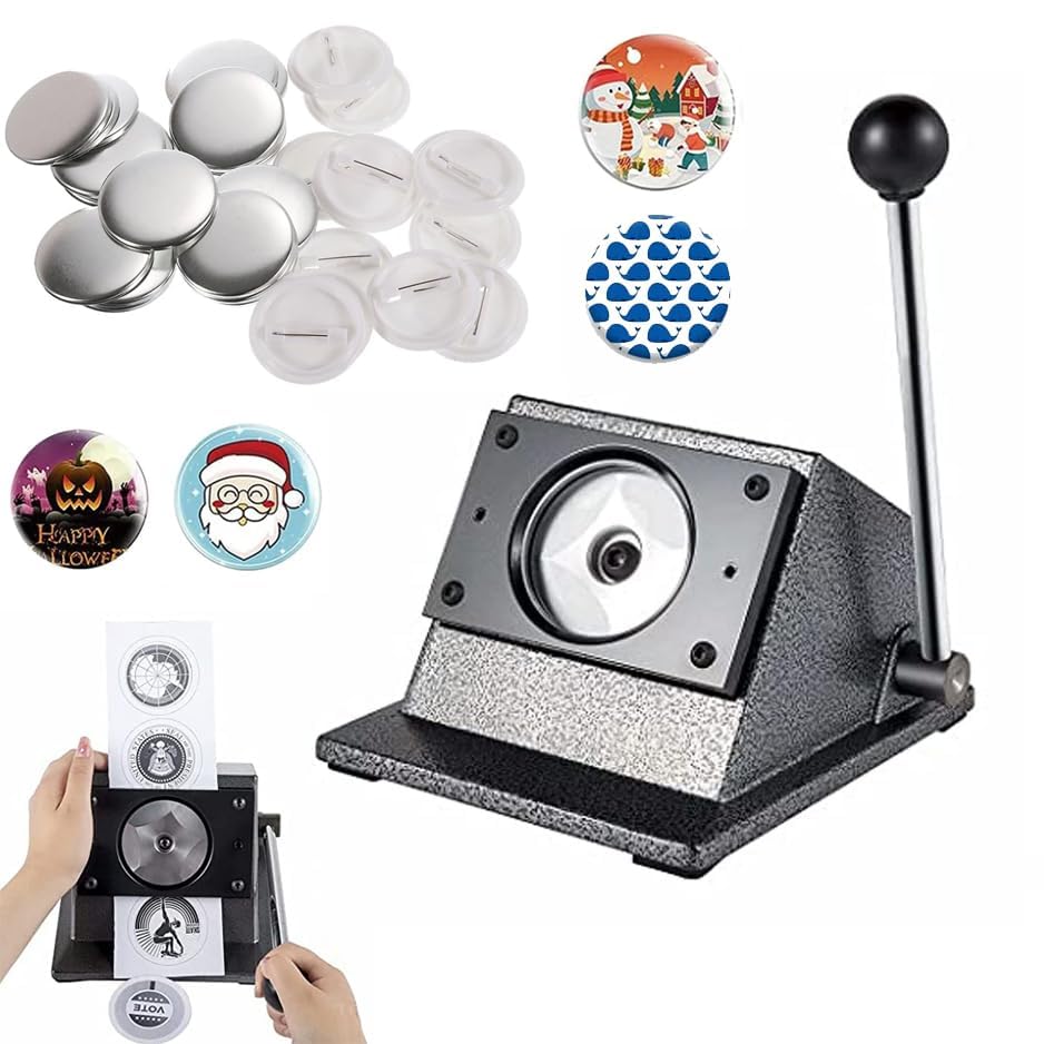 Fustellatrice Grafica, Taglierina per Badge, Fustellatrice Rotonda da 65 Mm in Ghisa, Punzonatrice Grafica Manuale per Creazione di Badge, Spessore di Taglio da 1,5 Mm, con Lama in Acciaio per La : Cancelleria e prodotti per ufficio