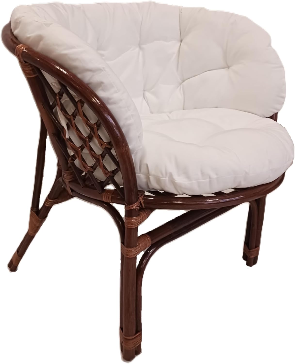 SALOTTO VIMINI RATTAN NOCE 2 POLTRONE 1 DIVANO 1 TAVOLO CASA E GIARDINO COMPLETO DI CUSCINI CON LACCETTI non in kit di montaggio spedito su bancale
