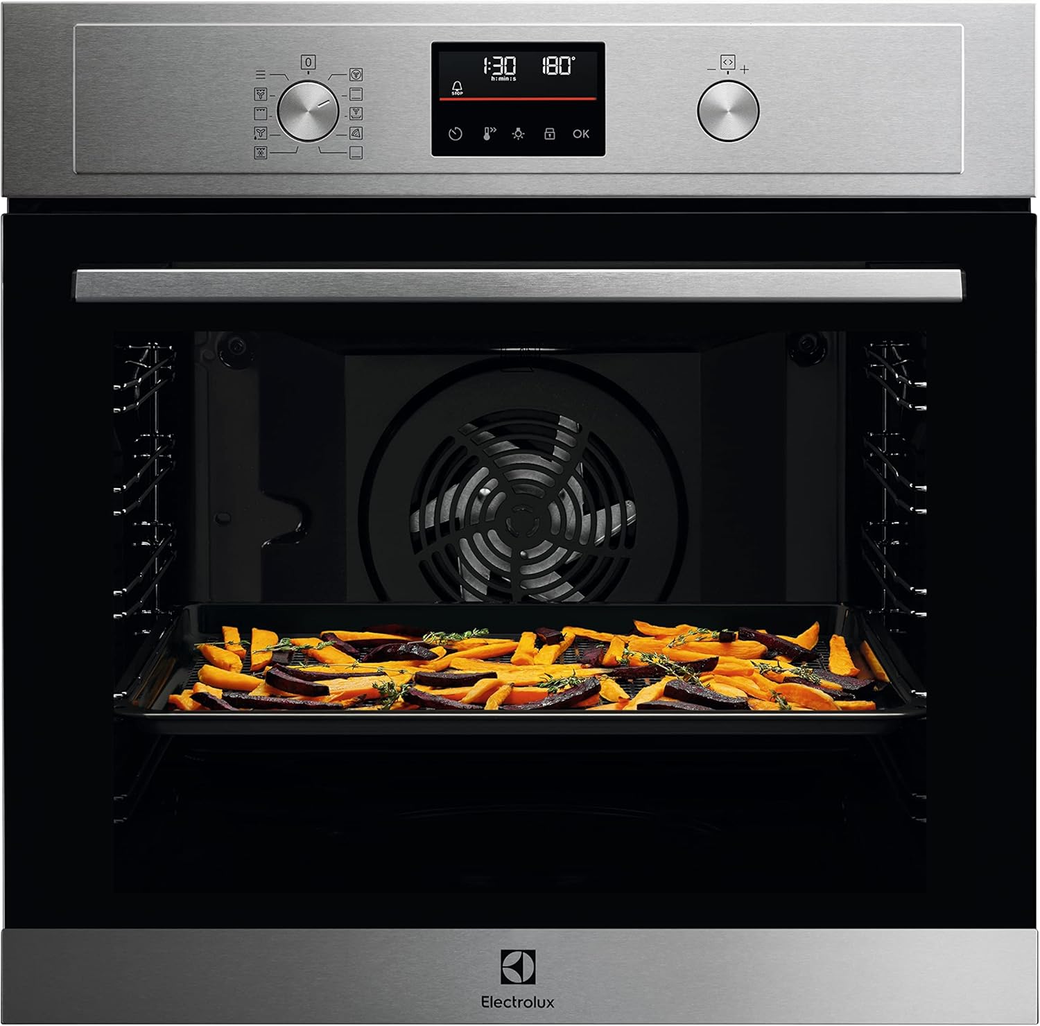 Electrolux Serie 500 Forno da Incasso Multifunzione Pirolitico, Capacità 72 L, EOM4P46TX, Classe A+, Funzione AirFry, Cottura Multilivello, 590x560x550mm, Inox antimpronta