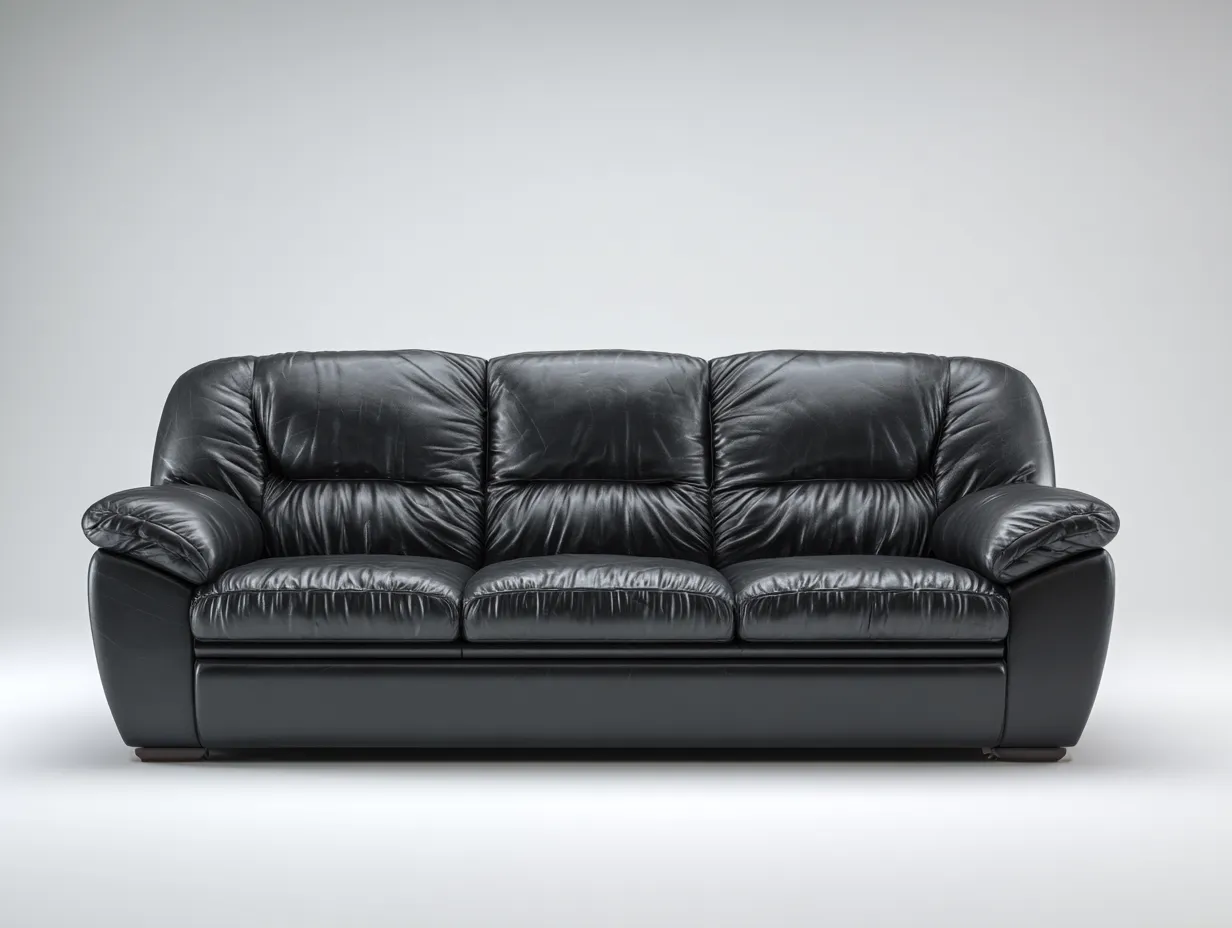 Divani a 3 posti - Pelle - 218x94x89 cm - Nero - Comfort classico