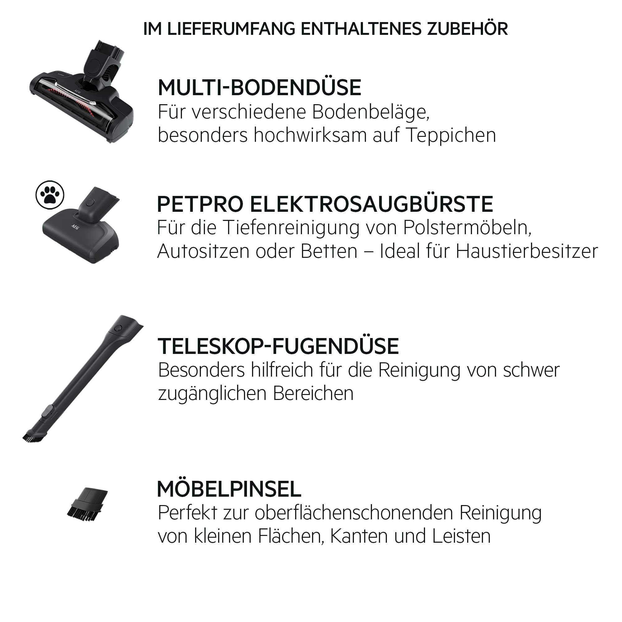 Akku-Staubsauger QX6 2in1 kabellos mit Tierhaardüse, 18 V und bis zu 45 Minuten Laufzeit