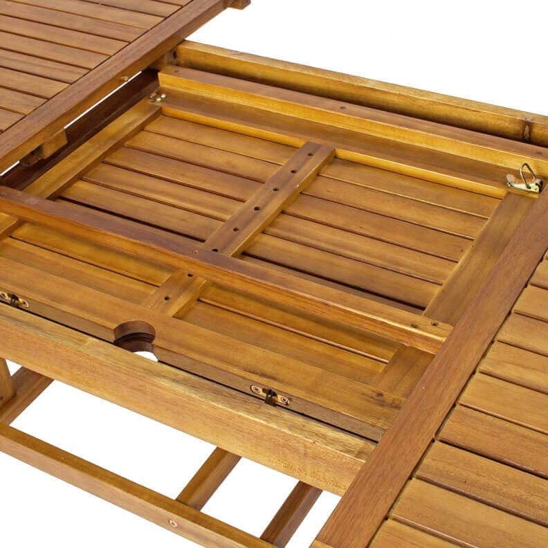 milani home - Set Tavolo Giardino Allungabile Ovale 180/240x100 Con 4 Sedie E 2 Poltrone In Legno Di Acacia Massiccio Per Esterno - Marrone